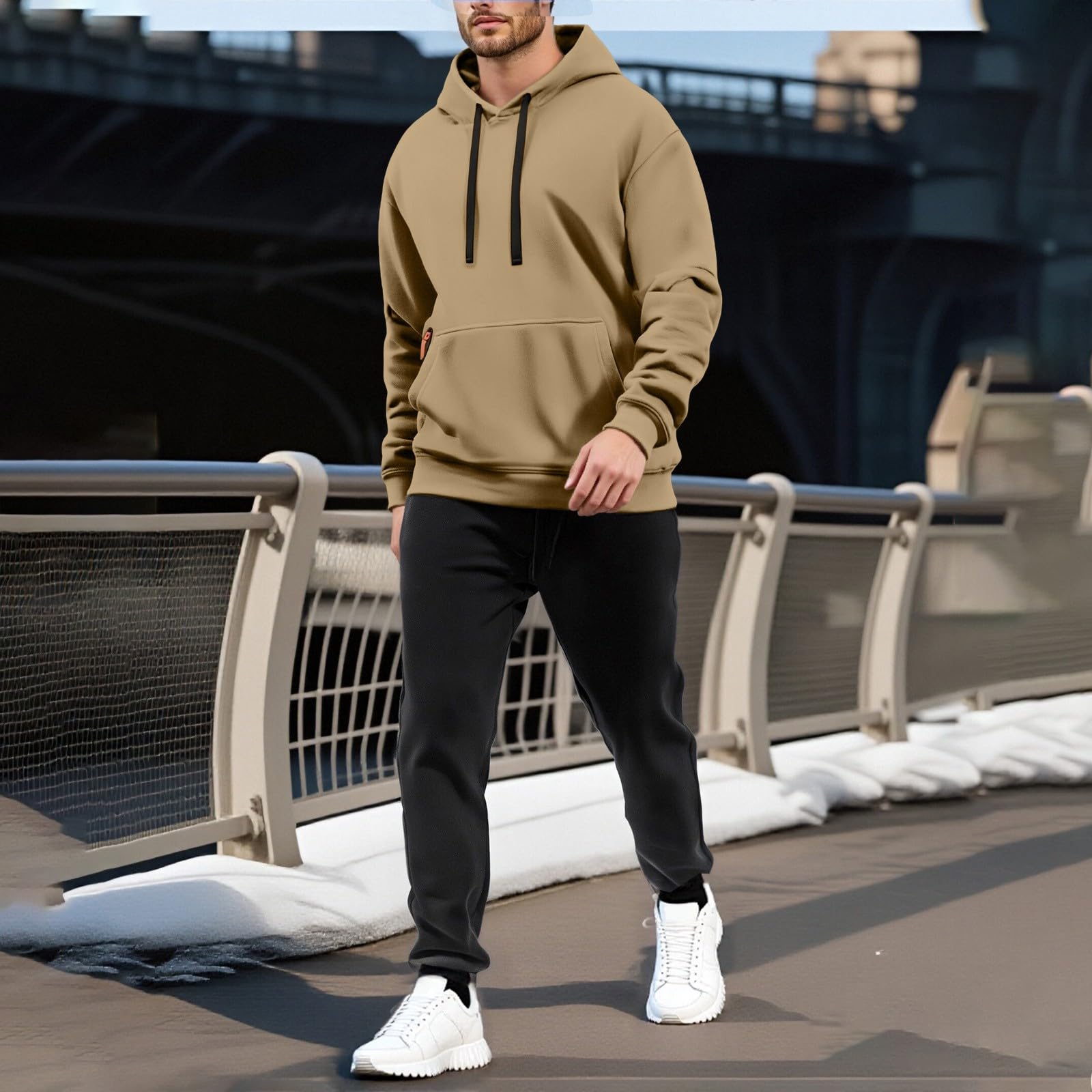 Generisch Tuta sportiva da uomo, tinta unita, set di felpe e pantaloni, per attività all'aria aperta, fitness, palestra, streatwear, 2 pezzi, abbigliamento sportivo, per sport a casa