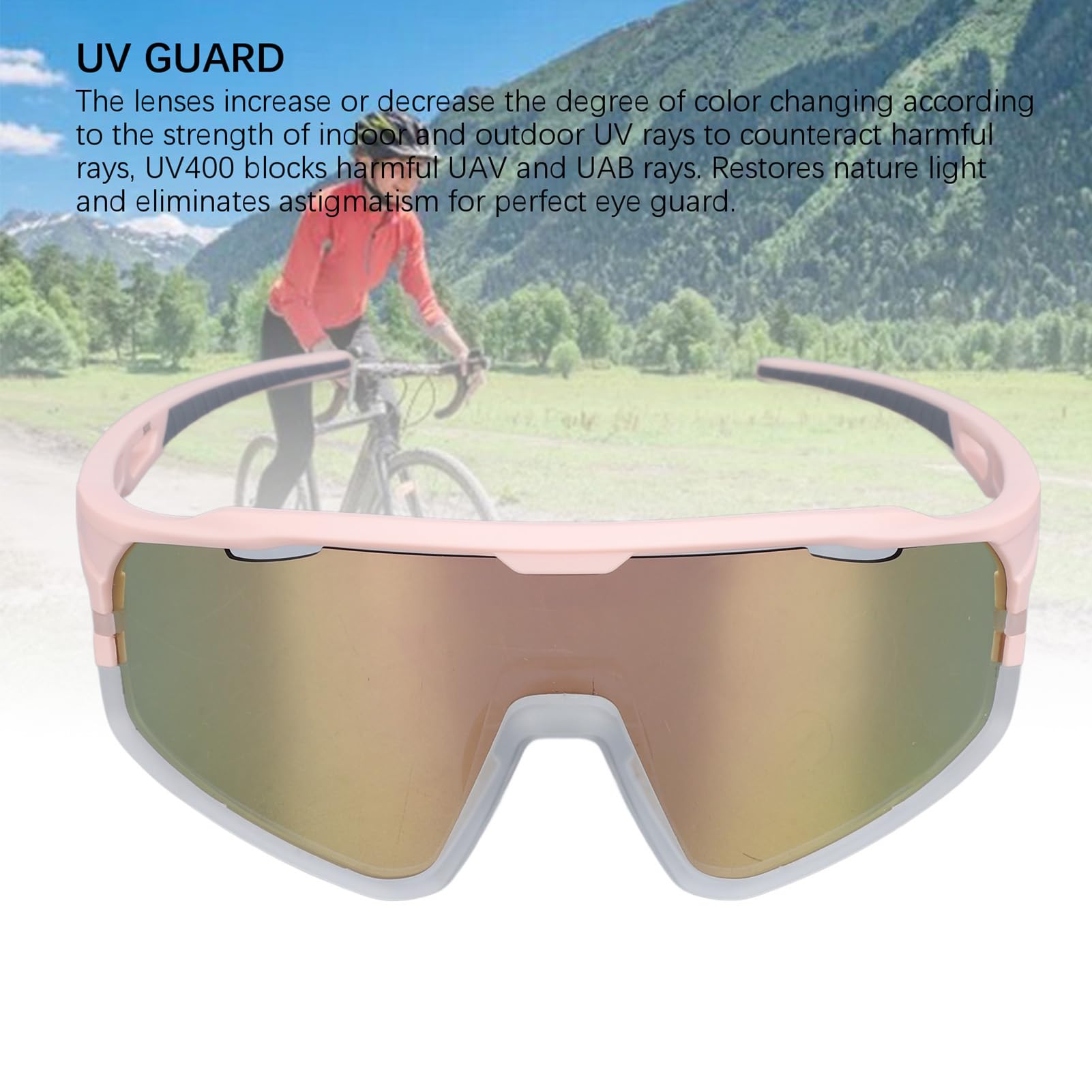 Gafas de Ciclismo Polarizadas con Protección UV, Fotocromáticas, Diseño Ligero para Ciclismo, Correr, Deportes de Pesca, Marco de PC para Adultos