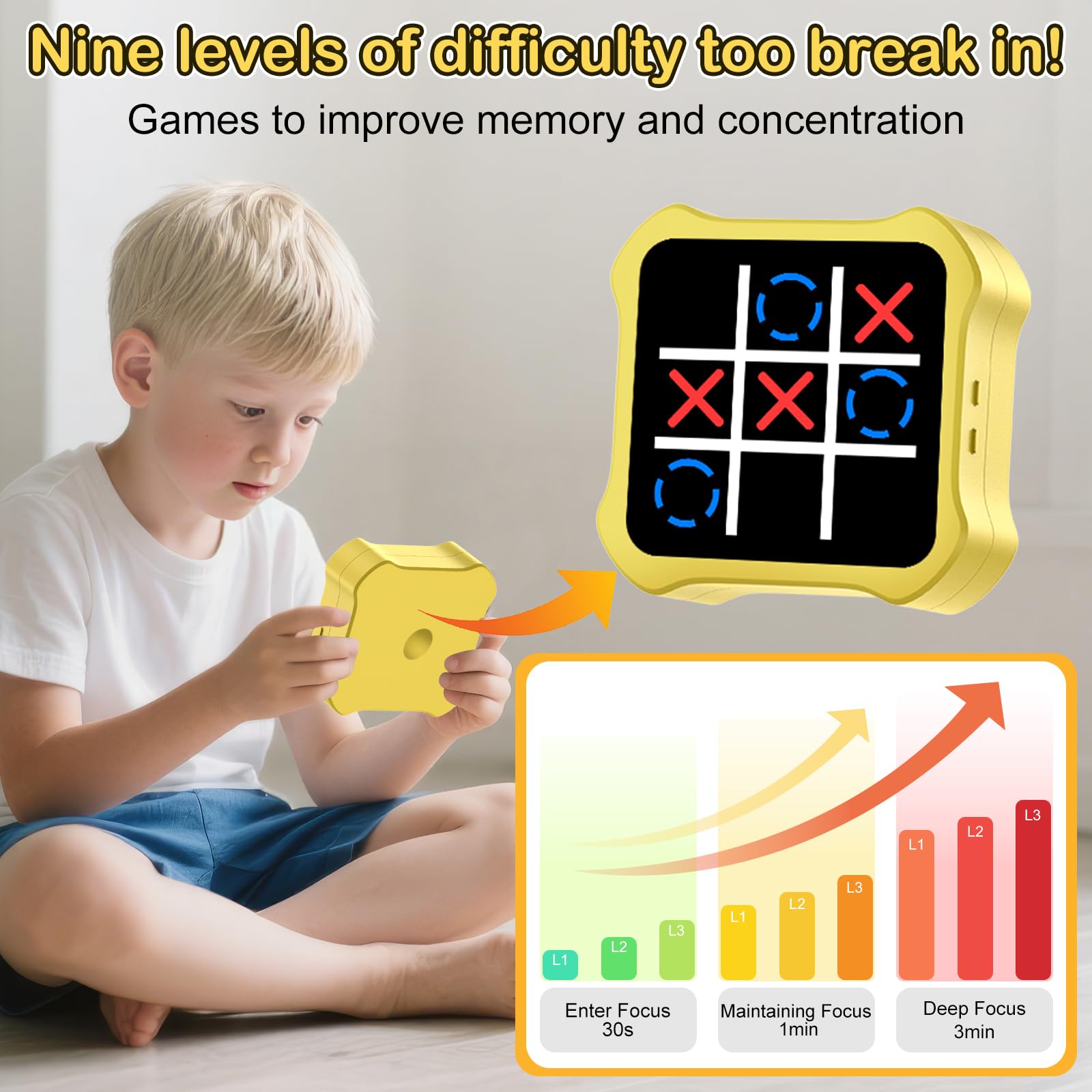 5-in-1 Tic Tac Toe Elektronisches Spiel - Mit Lautstärkeregler Für Kinder & Erwachsene