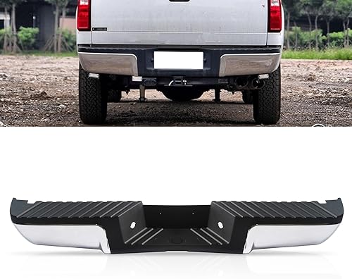 Parachoques trasero compatible con Ford F250 F350 F450 Super Duty 2008 2009 2010 2011 2012 2013 2014 2015 2016, parachoques trasero cromado sin