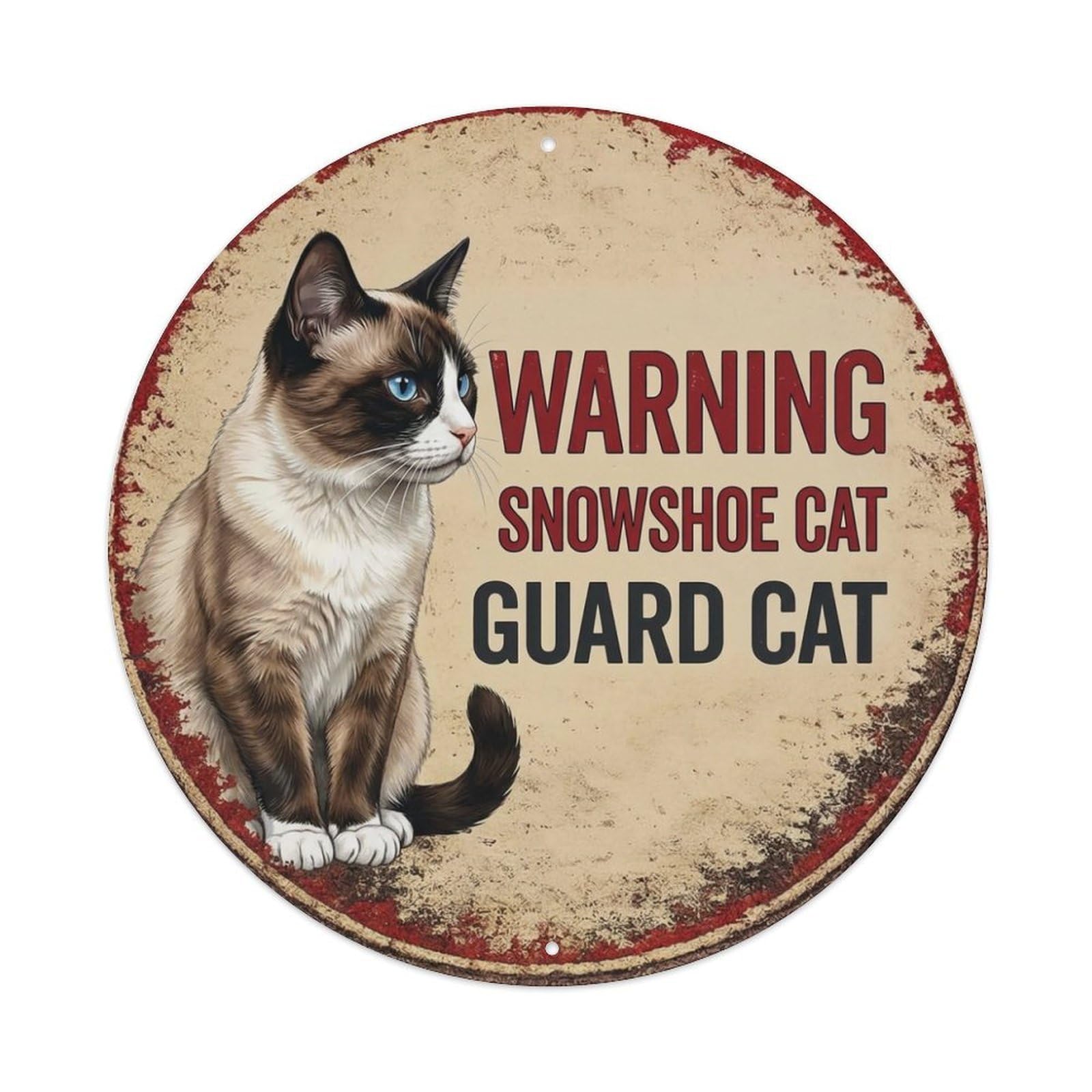 Tgrcjimh Style Metal Tin Sign Vintage Warning Snowshoe Cat
