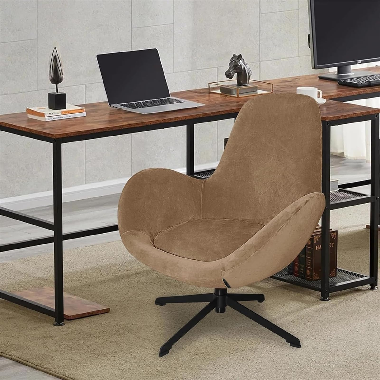 Stylowy pokrowiec na fotel w kolorze wielbłądzim, na środkowe oparcie, do salonu, sypialni i domowego biura, zakrzywiony pokrowiec na krzesło i elegancki design