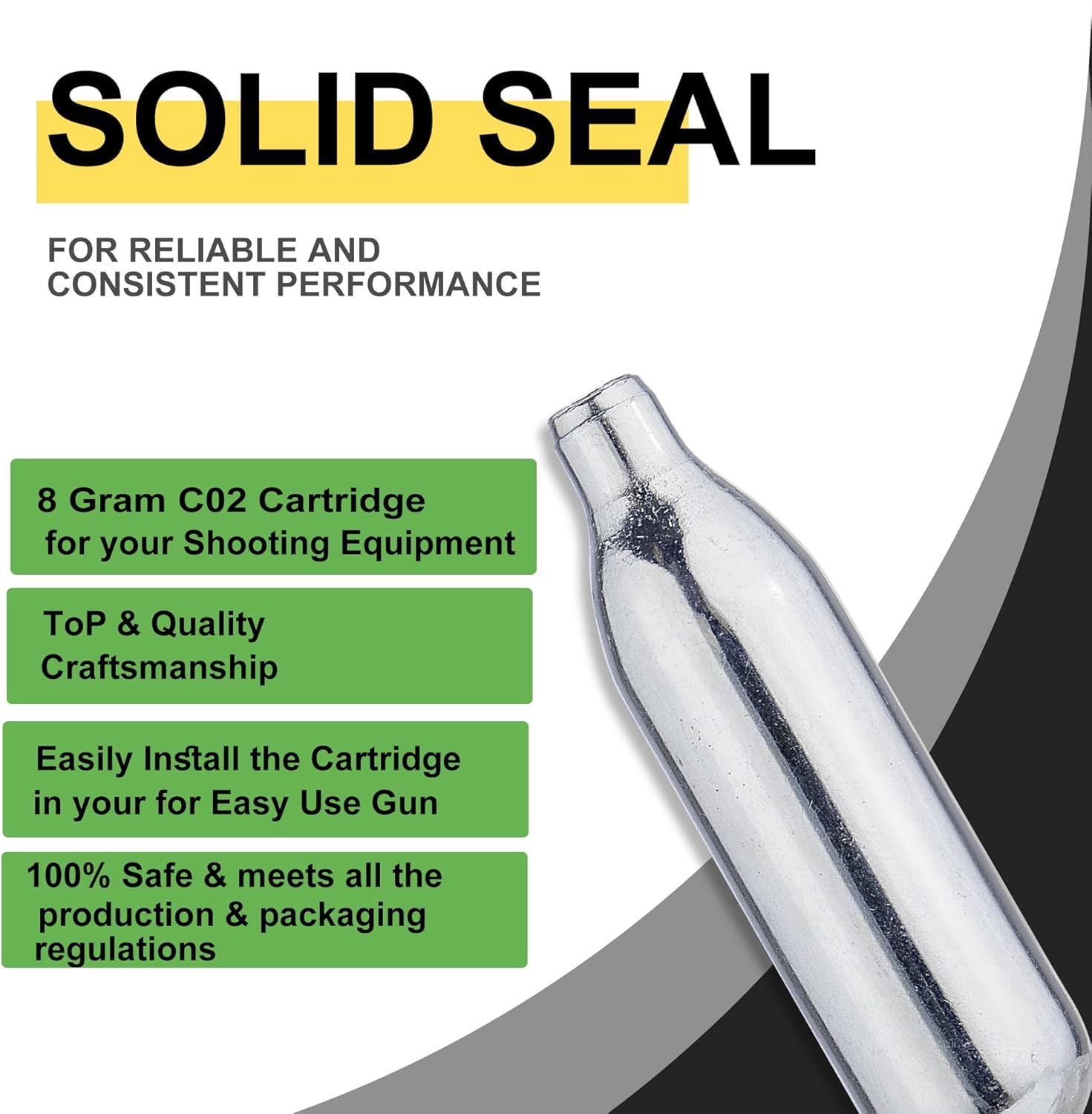 8 Gram / 12 Gram CO2 Cartridges, Non-Threaded,High-Grade CO2 Cylinder CO2 Cartridges for Paintball Guns,Pellet Guns, BB Guns and Airsoft Guns