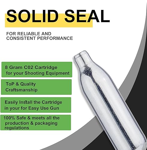 Miniatura 5 de Cartuchos de CO2 de 8 gramos / 12 gramos, sin rosca, cartuchos de cilindro de CO2 de alta calidad para pistolas de paintball, pistolas