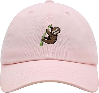 JPAK Sloth Premium Dad Hat Embroidered Baseball Cap Animal Tree Light Pink