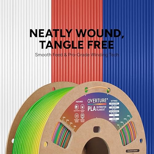 Vista 123 de OVERTURE Filamento de ácido poliláctico de seda, 1/16 de pulgada, acabado bicolor, suave y brillante, carrete 2.2 libras, para joyería de cosplay