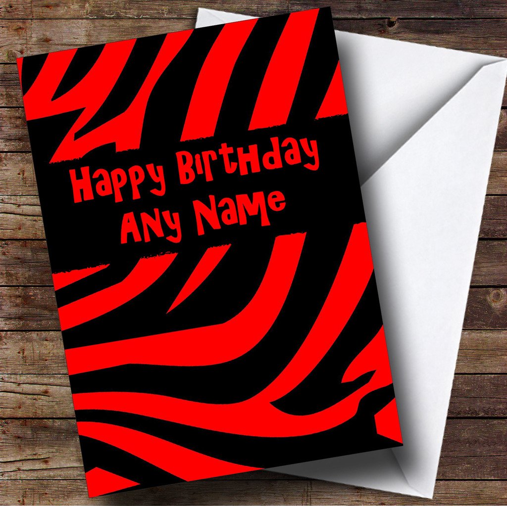 Happy Birthday Zebra Print Red
