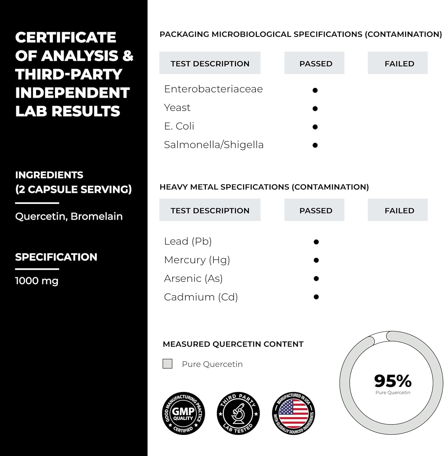 Quercetin with Bromelain Vegetarian Supplement Capsules | 120 Count (1000mg Per Serving 2400 GDU/g) | Supports Healthy Immune System, Helps With Seasonal Allergy Support | High Absorption Antioxidant - Image 4