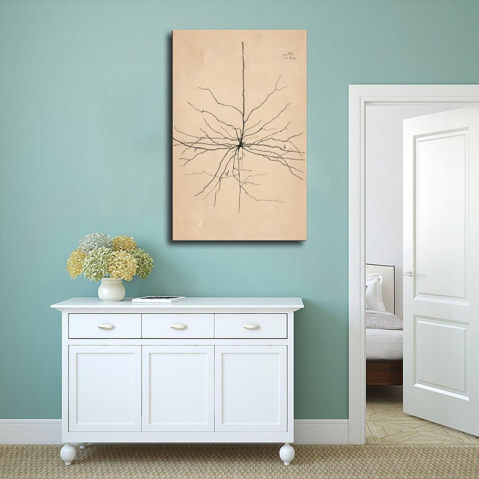 WCYB Pyramida Neuron Drawing From Santiago Ramón Y Cajal 1904 Poster stampe su tela Deco Dipinti Wall Art Hangable Frame 20,3 cm L x 30,5 cm W