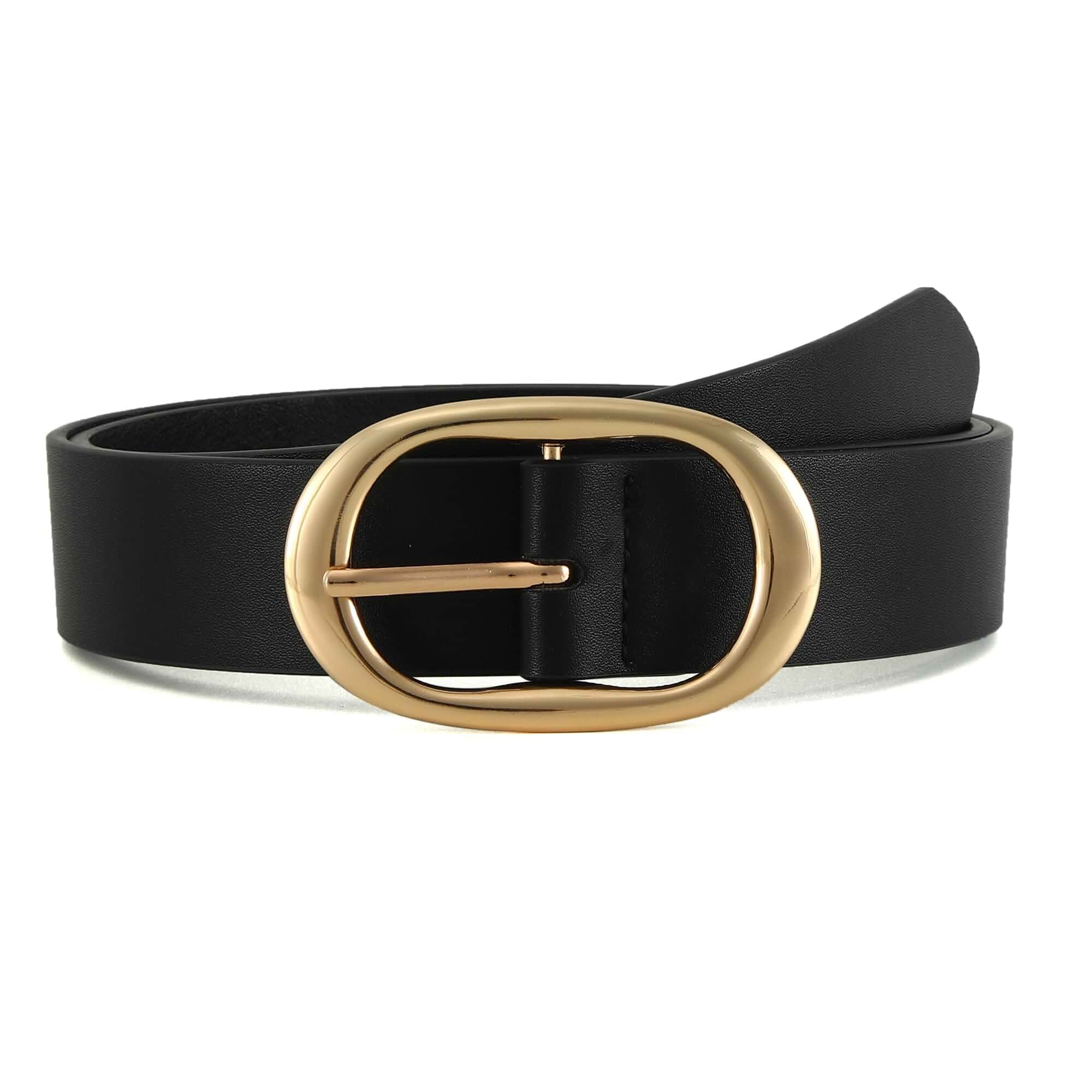 Fashion Women's Faux Leather Belts Ladies Waist Belt Oval Buckle 1.3 in Wide, Thick Belt with Chic Buckle, Fashion Accessories, Blouse Sweater or Coats Daily Outfits, Adjustable 26-36
