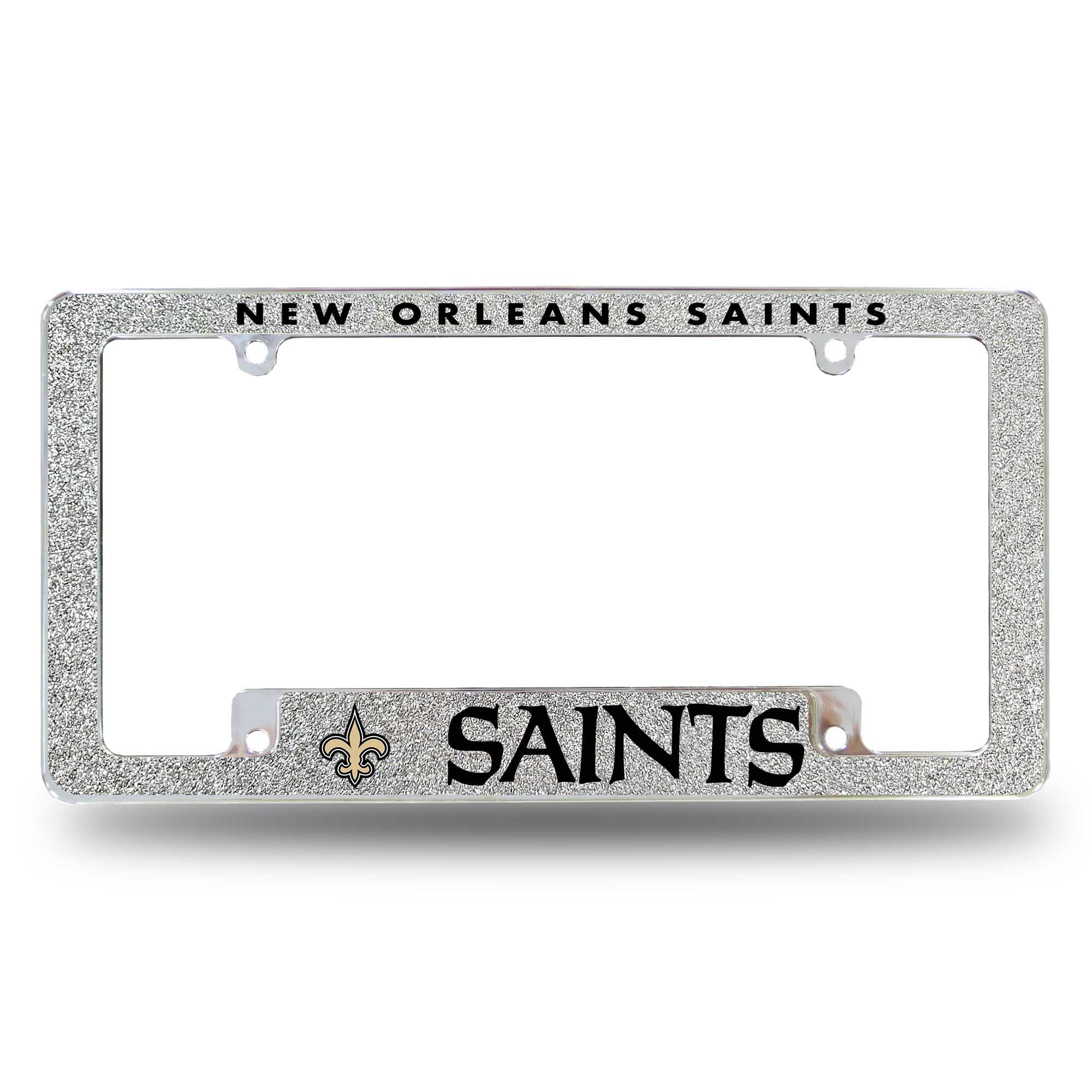 NFL Rico Industries New Orleans Saints Chrome All Over Automotive Bling License Plate Frame 12" x 6" Chrome All Over Automotive Bling License Plate Frame Design for Car/Truck/SUV