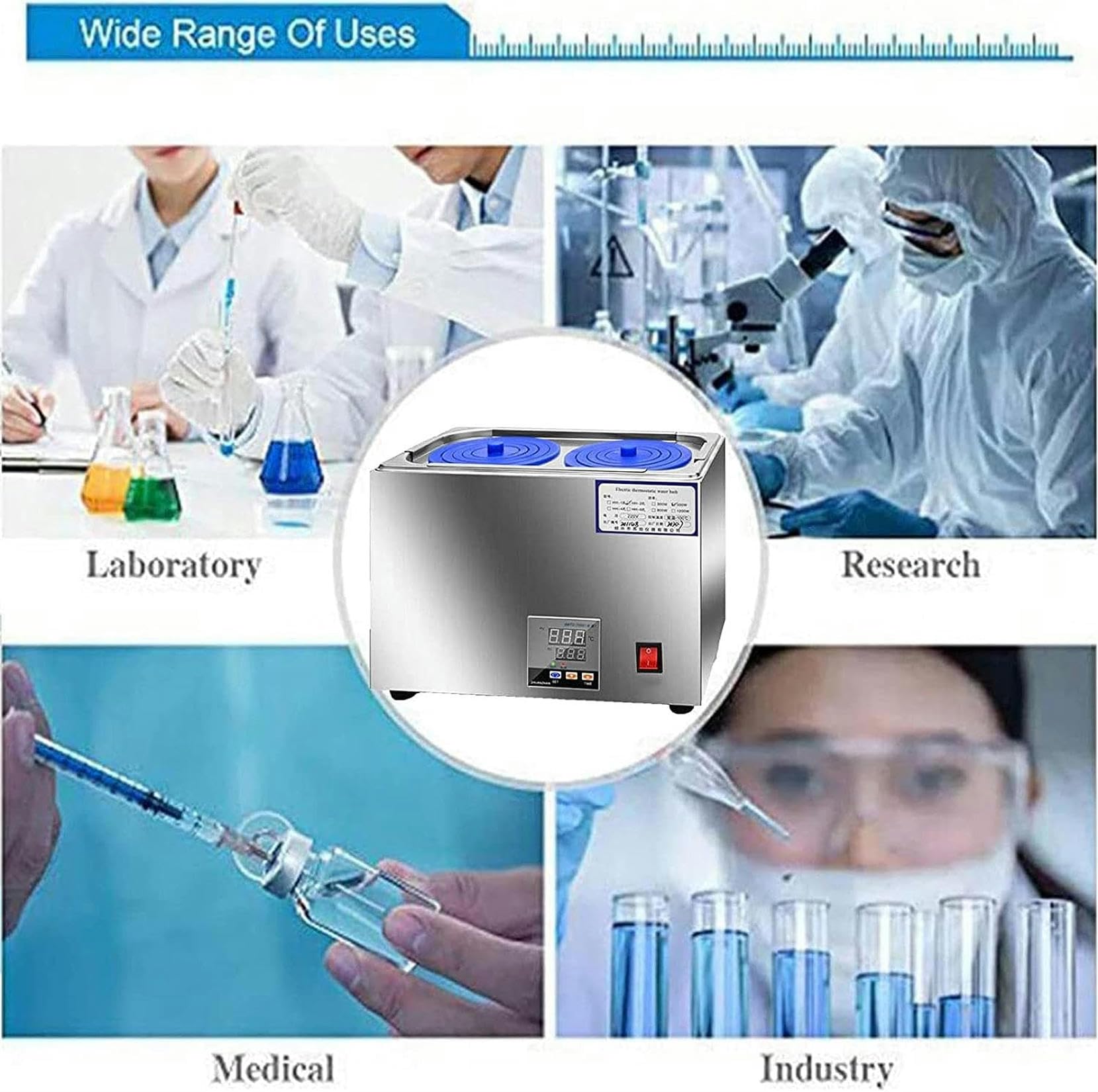 Bagnomaria da Laboratorio Digitale Bagnomaria termostatico con Aperture selezionabili Bagnomaria Elettrico a Temperatura costante in Acciaio Inossidabile 304, per distillazione, Essiccazione, concen