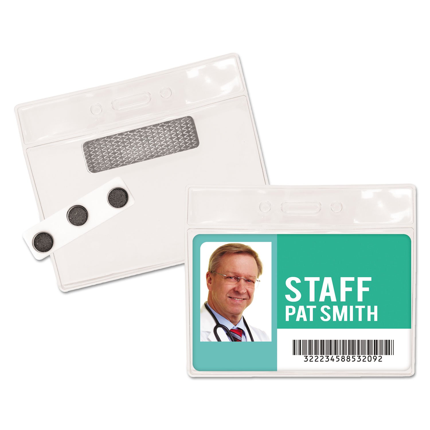 AdvantusMagnetic Name Badge Kit, 4" x 3", 20/Pack, Clear (97071)