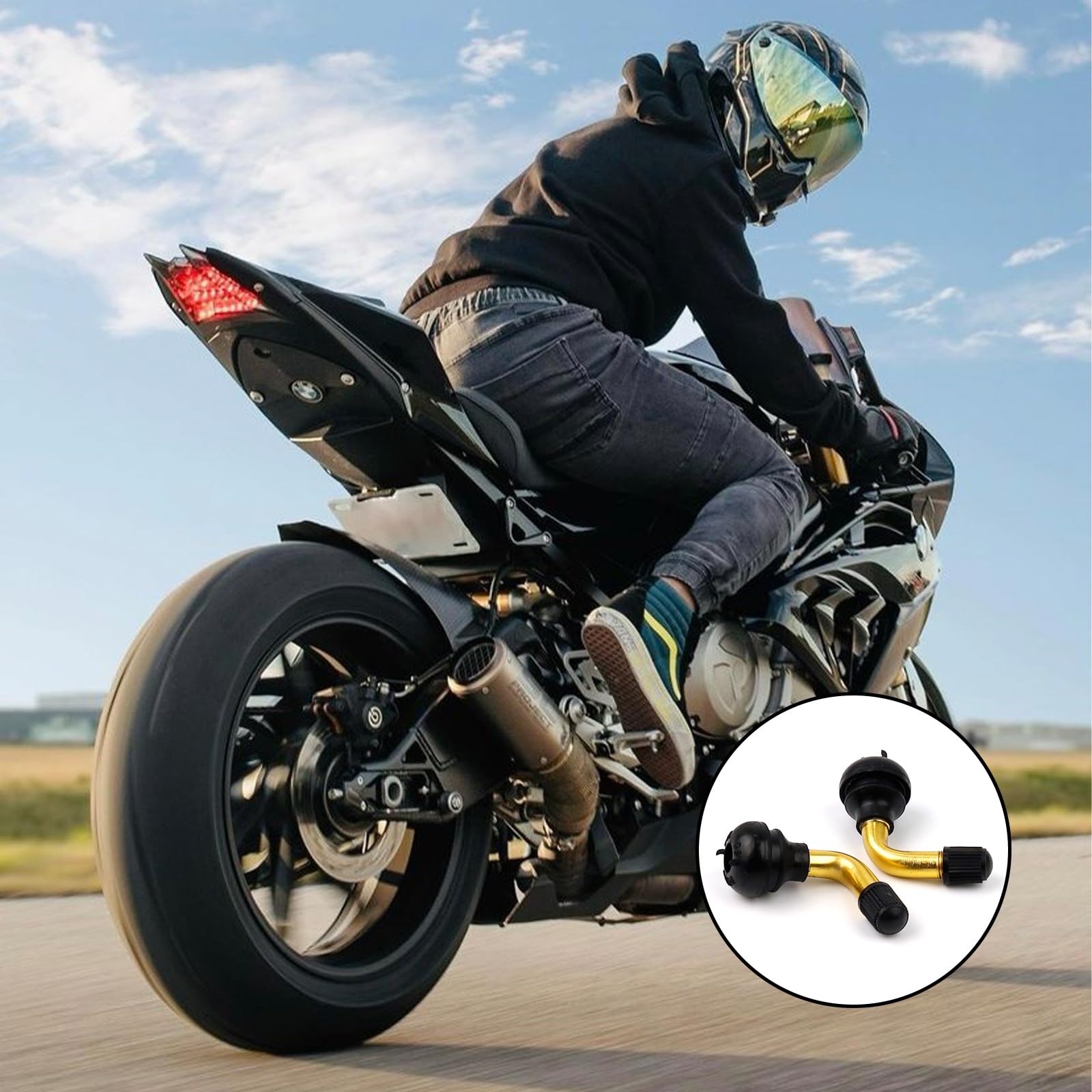 6 Piezas Válvula de Llanta de Latón, LINTRA Latón Válvula de Llanta de Coche, Válvula de Aire del Neumático para Scooters, Motocicletas, Ciclomotores