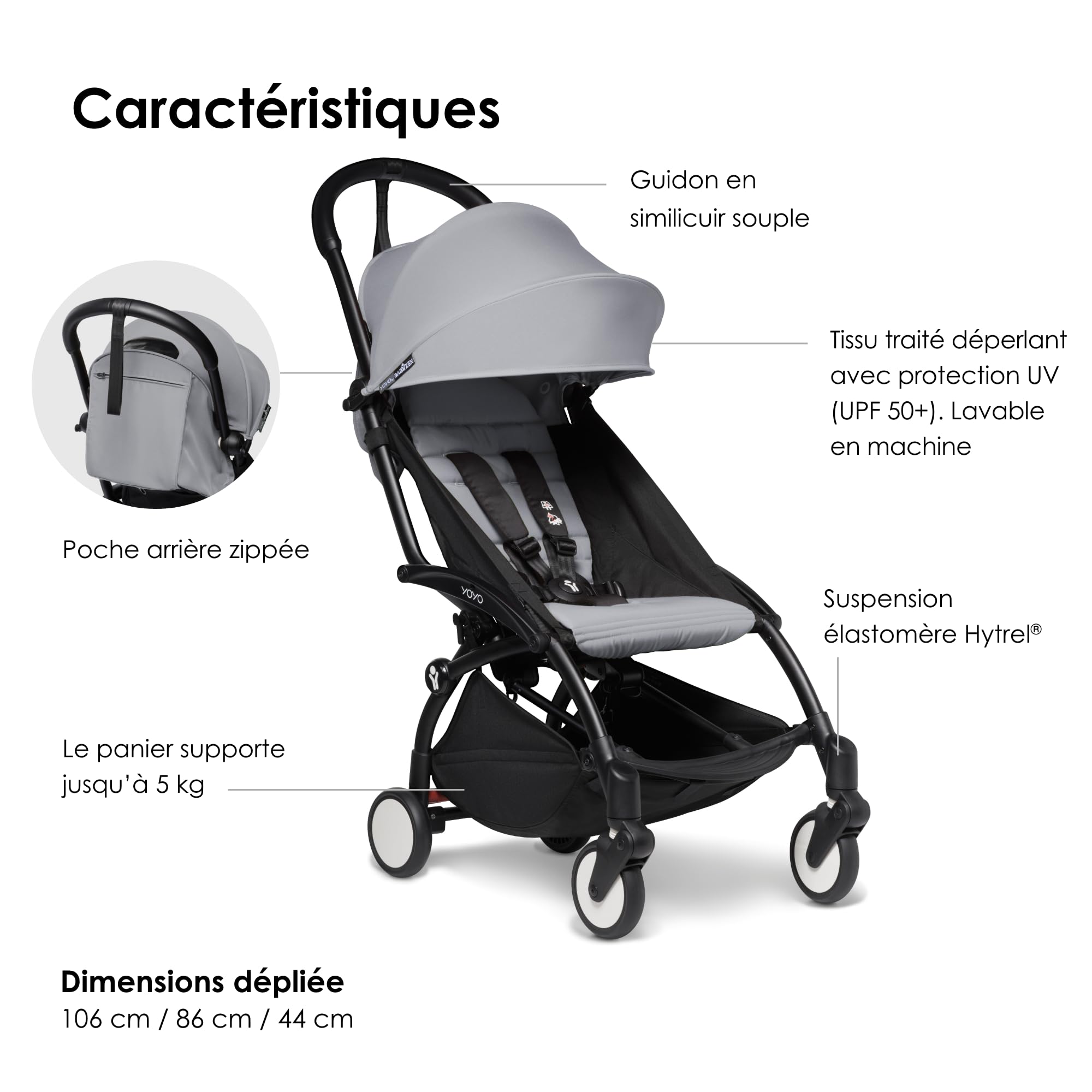 BABYZEN YOYO2 6+ Stroller (Black Frame + Stone Color Pack