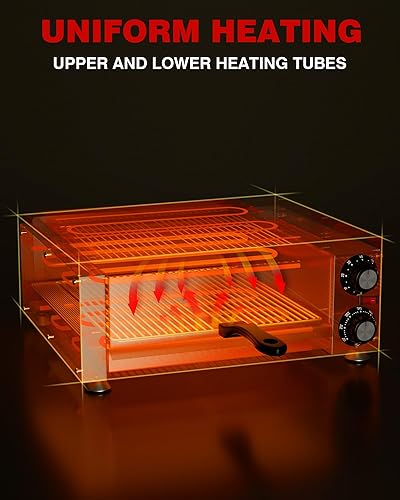 Miniatura 7 de Wantjoin Horno de pizza para interiores Hornos eléctricos de pizza de acero inoxidable para encimeras, para pizzas de 12 pulgadas, con bandeja de