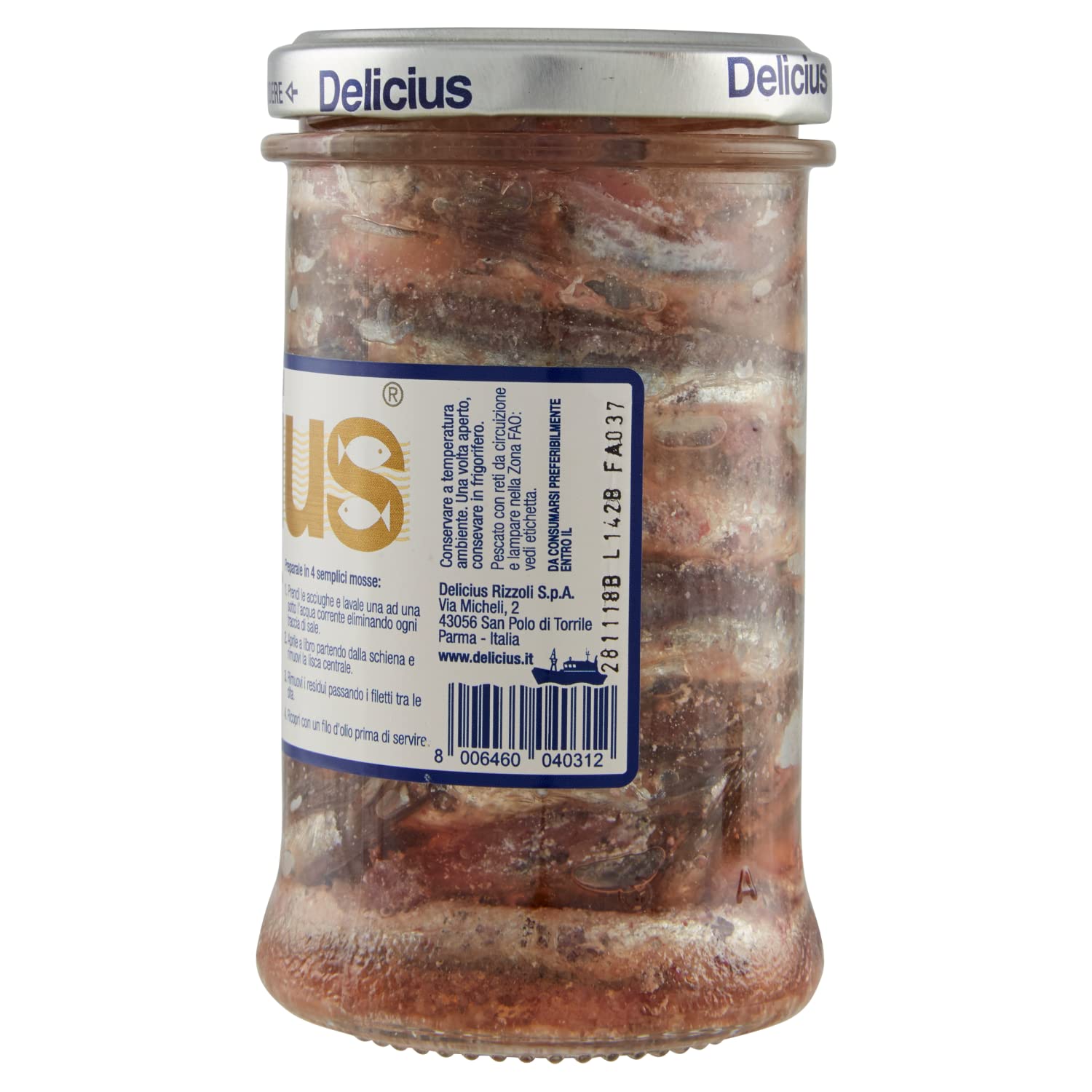 Delicius Vaso di Acciughe Salate, 310g (6 pezzi)