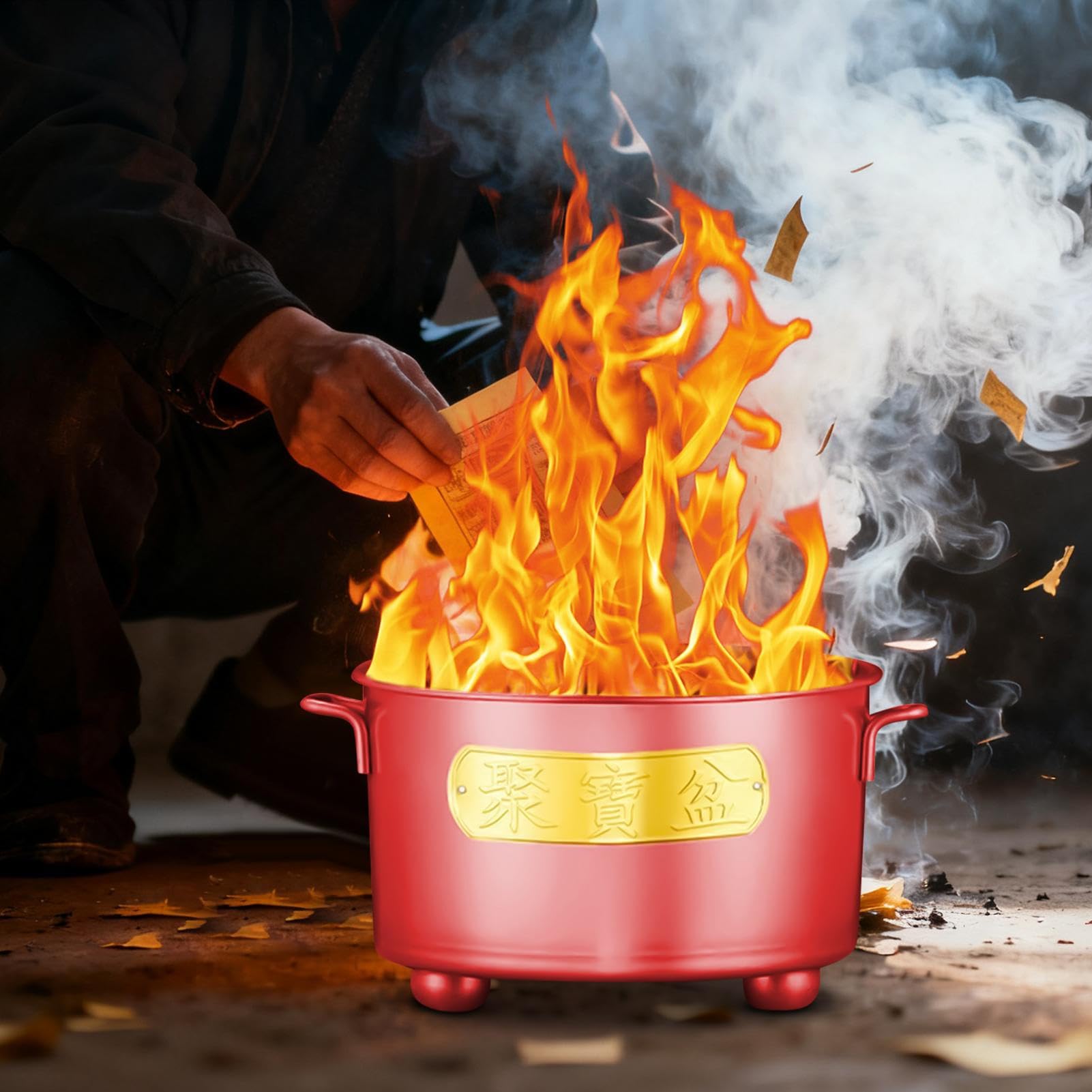 Feu de feu, Cage à feu extérieure en métal, brûleur pour déchets de Bois, Design perforé pour Un Flux d'air Maximal, y Compris Le Couvercle de sécurité Anti-étincelles, Fournitures de
