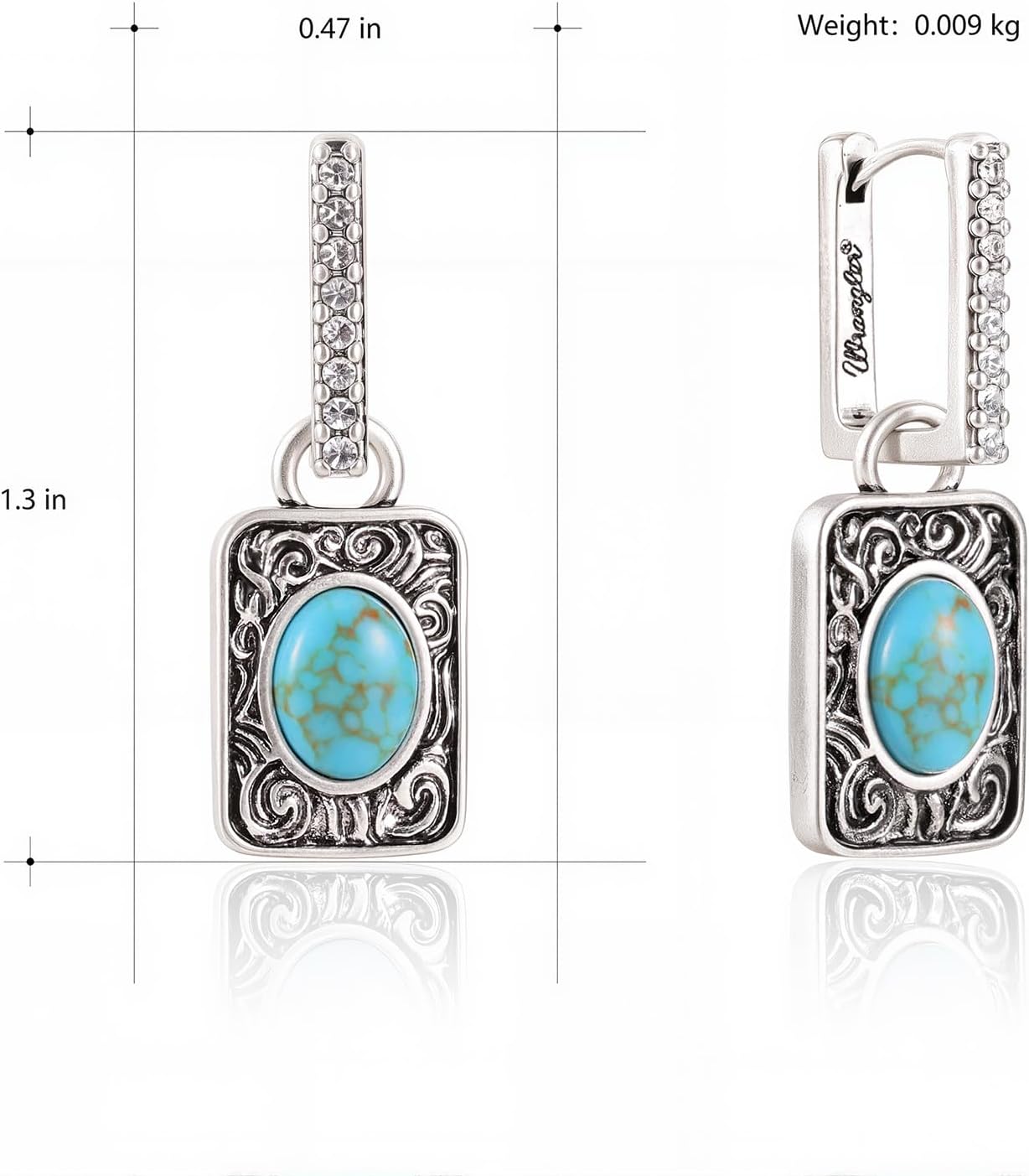 Montana West x Wrangler Natural Gemstone Dangle Hoop Earrings for Women Gold Plated - Image 2