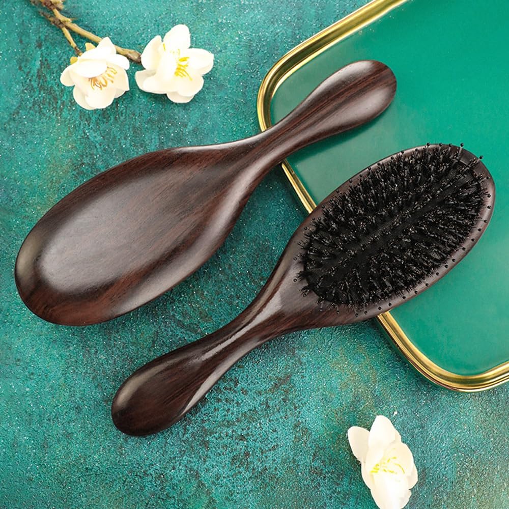 Cepillo for el cabello, cepillo for el cabello con cerdas de jabalí for cabello grueso, rizado, fino, largo, corto, húmedo o seco, agrega brillo y suaviza el cabello, el mejor cepillo for el cabello c