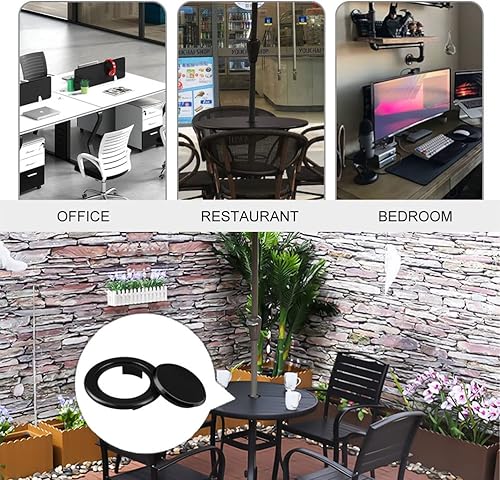 Miniatura 6 de Prudiut Juego de 2 anillos y tapas para sombrilla de mesa de patio de 2 pulgadas, juego de 2 tapones y tapas estándar para agujero de sombrilla