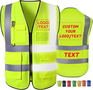 Custom Safety Vest Personalized High Visibility Reflective Vests with Logo Pockets Zipper for Men Women Class 2