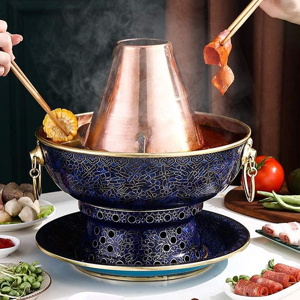Fondue Chinoise, Pot Chaud Traditionnel Chinois, Pot Mongol, en cuivre Pur, de Pékin, épais(30CM)