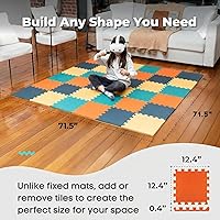 Vista 2 de MioTetto Tapete de juego para bebé, azulejos de espuma suave para el suelo para niños. Azulejos de espuma entrelazados ajustables, se adapta a