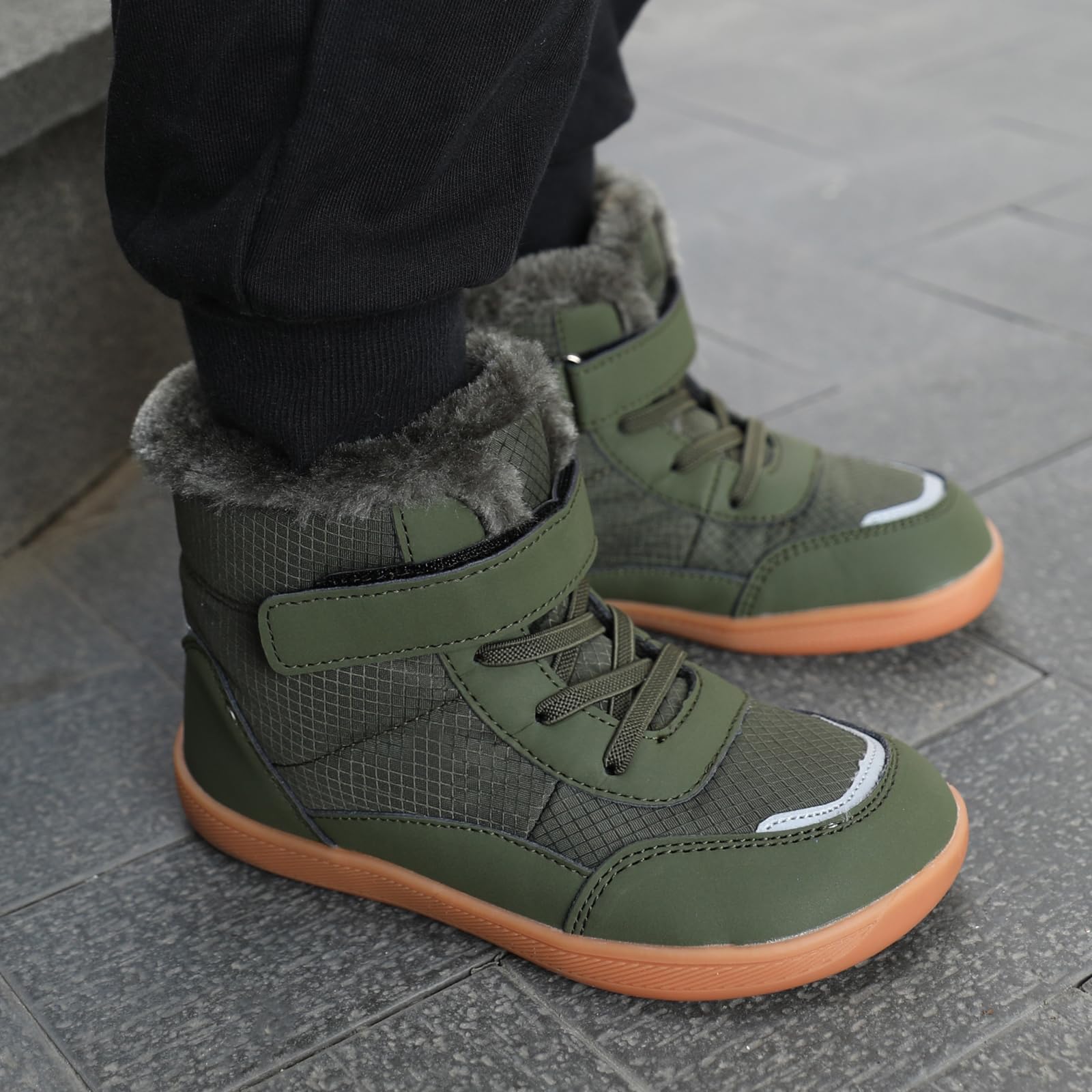 Stivali da Neve Ragazzi Ragazze Scarpe Invernali per Bambini Leggero, Antiscivolo e Caldo Barefoot Scarpe, Verde, 28