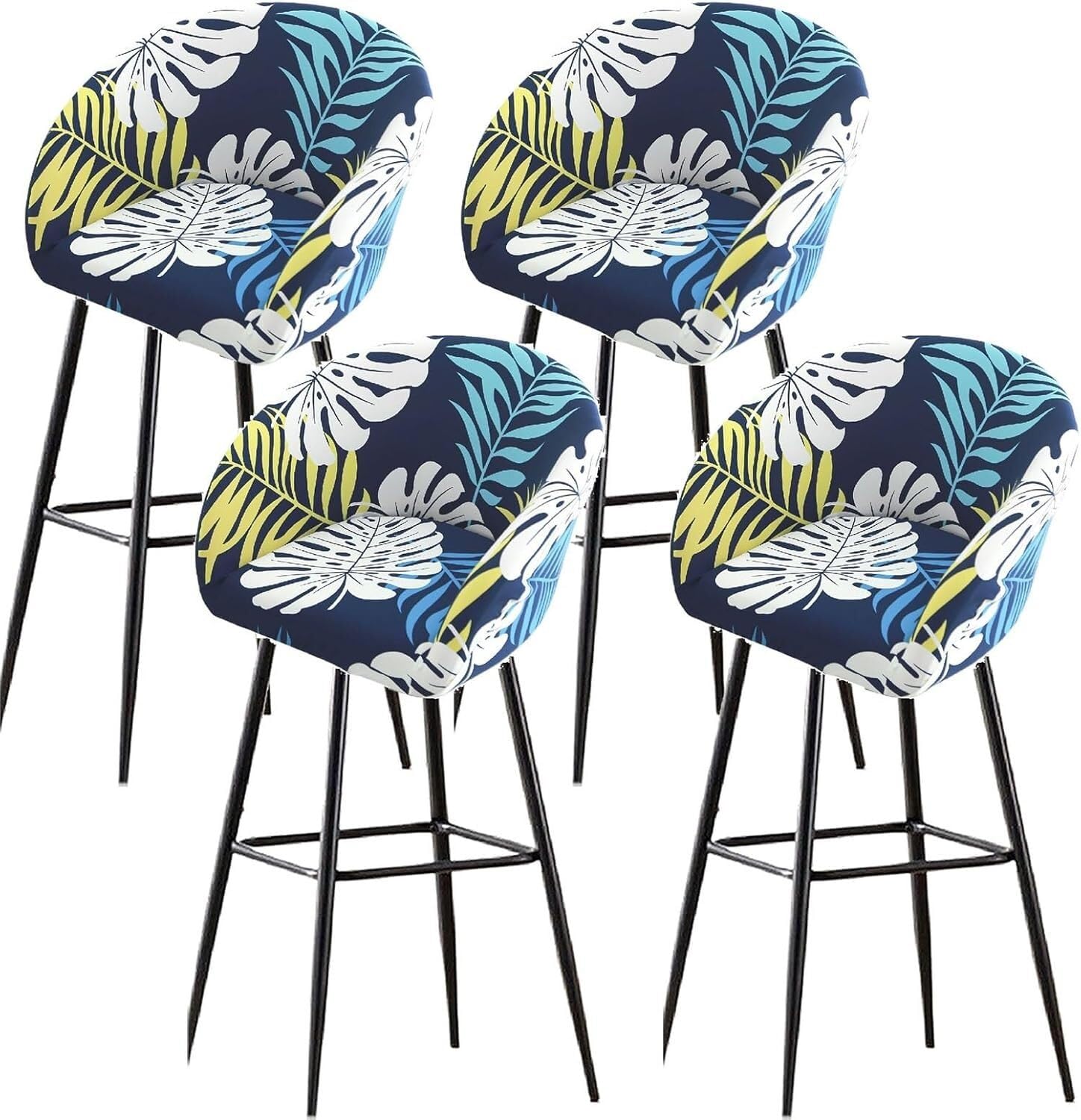 Bar Stools Cover,Short Back Chair Cover, Swivel Chair Slipcovers with Back, Stretch Bar Stool Chair Slipcovers with Round Backs Arms Curved Accent,Counter Bar Stool Cover for Armchair,Kitchen(H13,4PCS