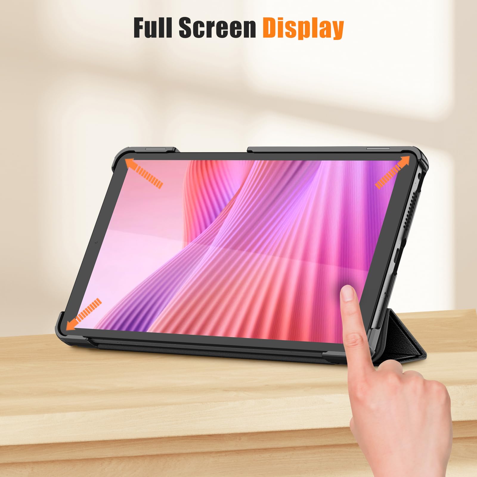 Fintie Etui do Lenovo Tab One 8,7 cala 2025 – ultra cienkie, super lekkie, ze sztucznej skóry, etui ochronne z funkcją automatycznego wygaszenia/wybudzenia, czarne