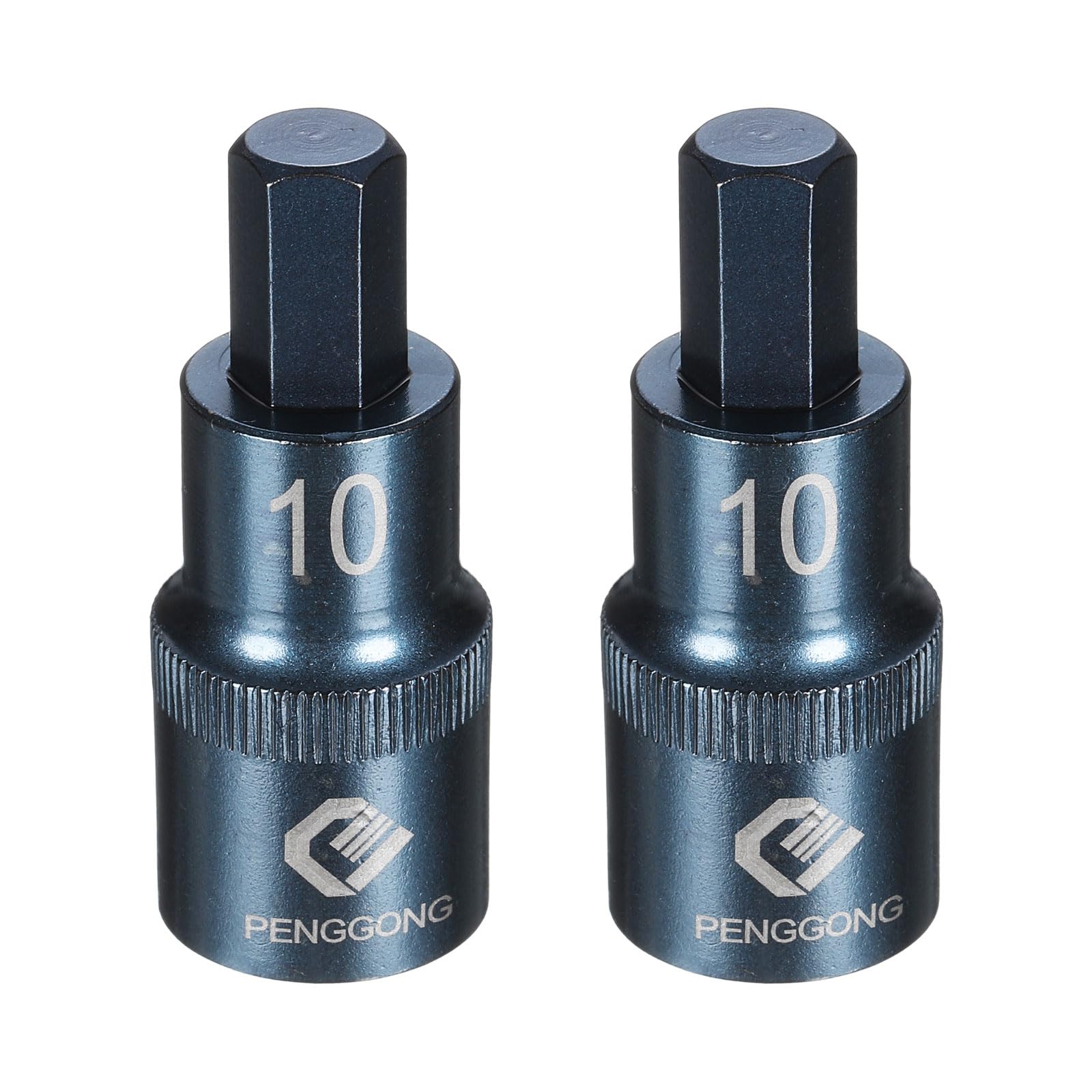 sourcing map 2pcs 1/2" Drive Impact Hex Bit Socket H10 (10mm) Metric 2.2" Length S2 Steel 6-Point Sockets for Power Drill Drivers Adapter, Blue — image 1