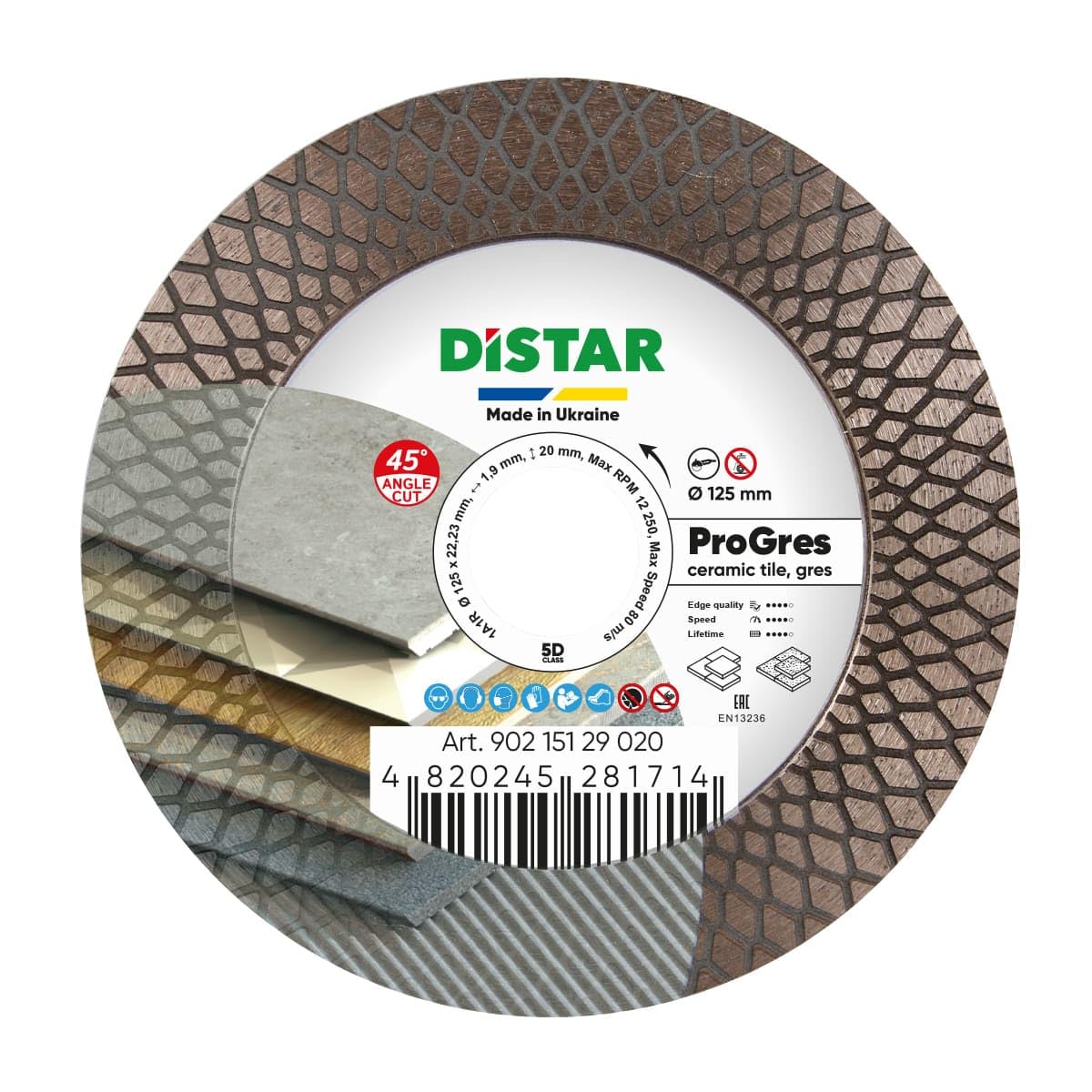 Distar Disco da taglio diamantato 1A1R 125 Pro Gres: tagliare e levigare