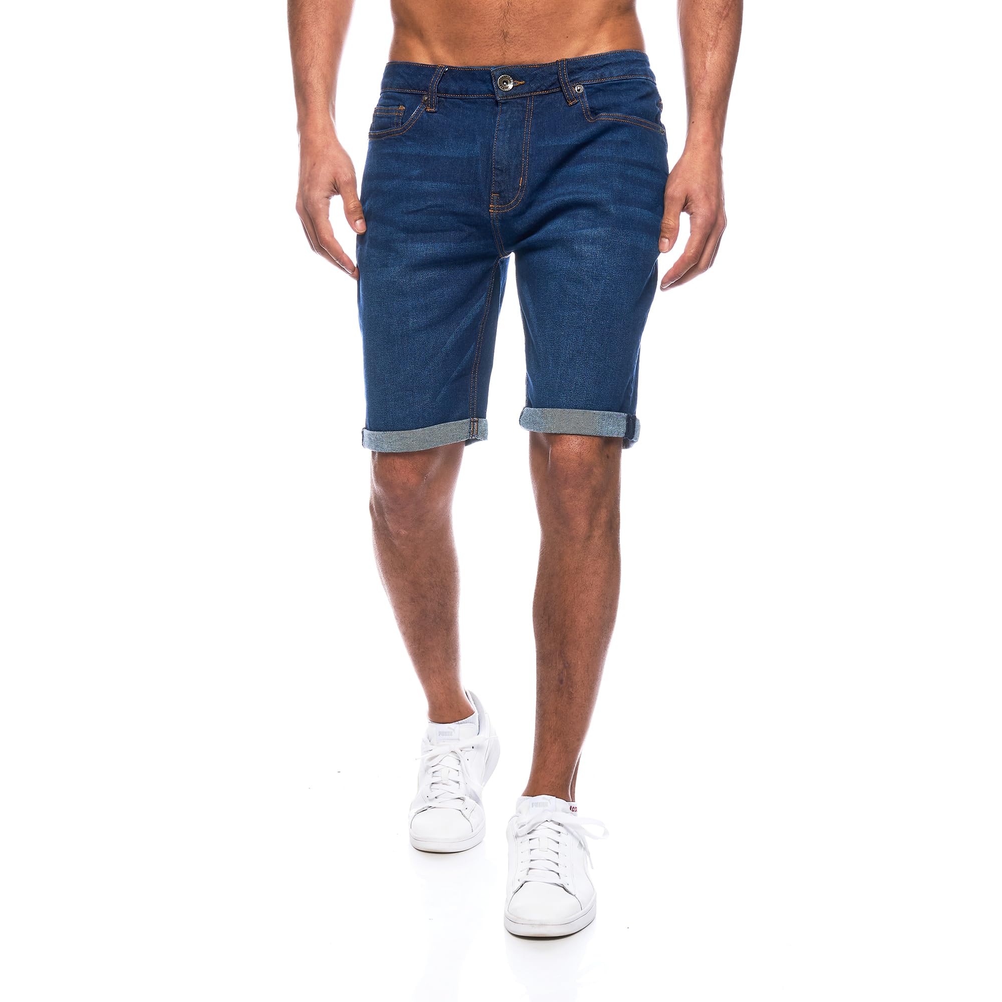 JEEL Herren Kurze Hosen - Slim-Fit Jeans-Shorts - 5-Pocket-Style - Stretch Herren-Shorts - Kurze Hose für Männer - Basic Washed