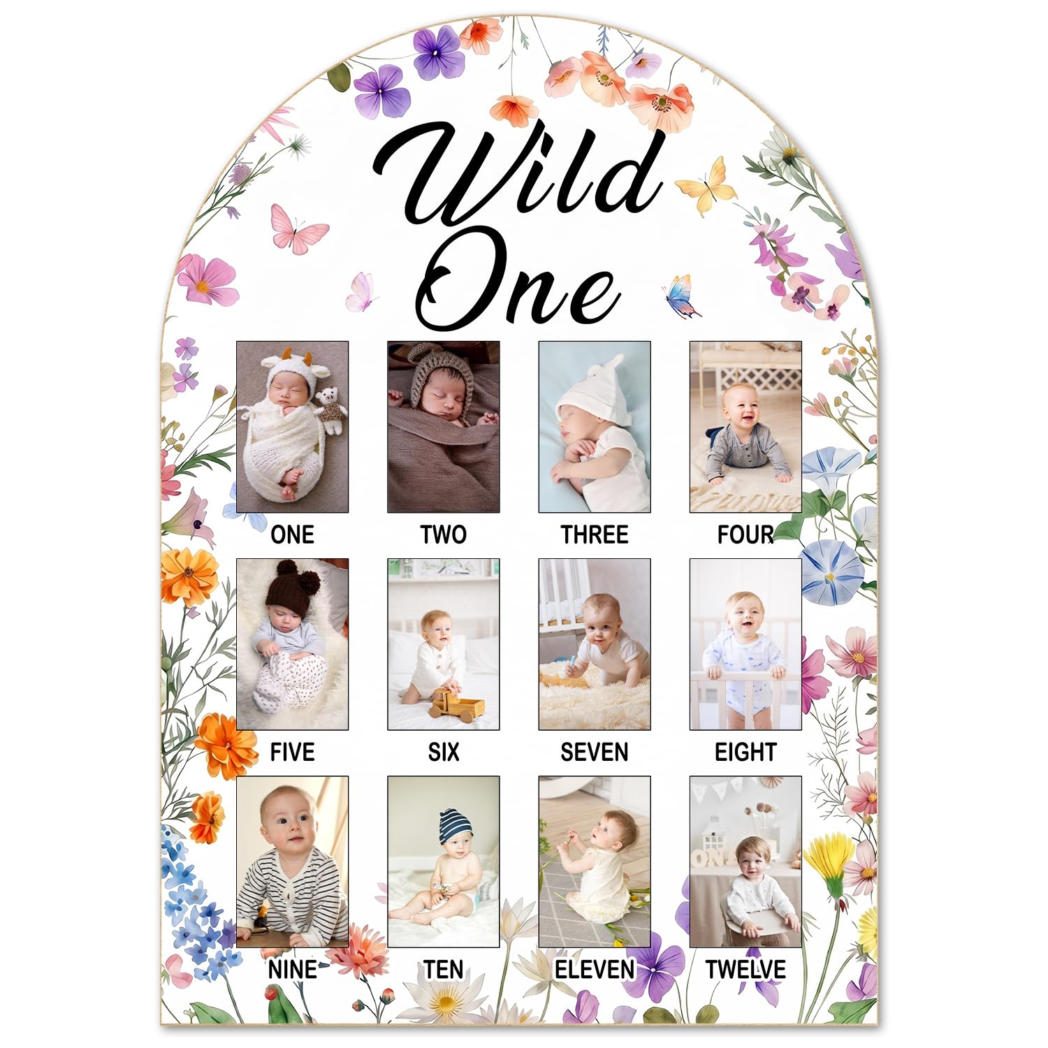�️Wild Flower My First Year Photo Board, Fairy Baby 12 Months Milestone Board — toys & kids deal