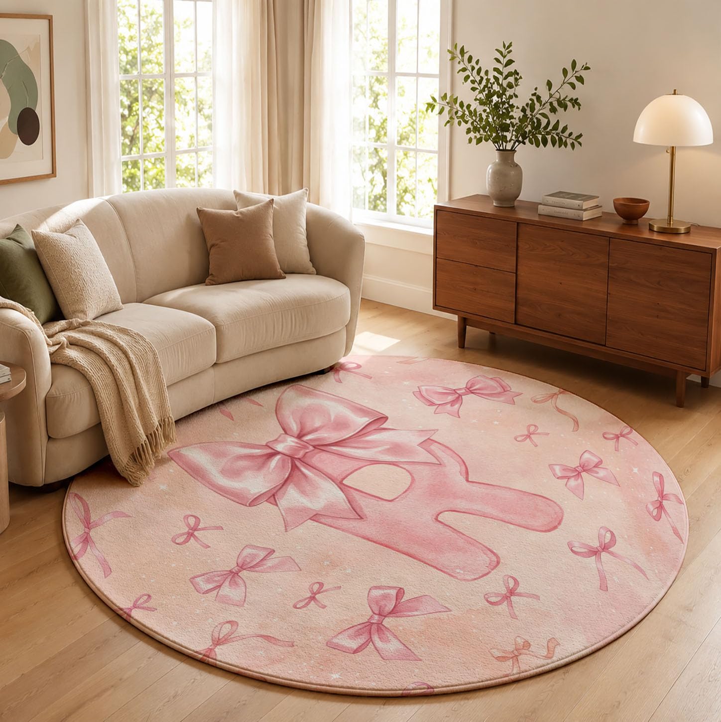 Tapis Style Aquarelle Mignon Rond 100cm