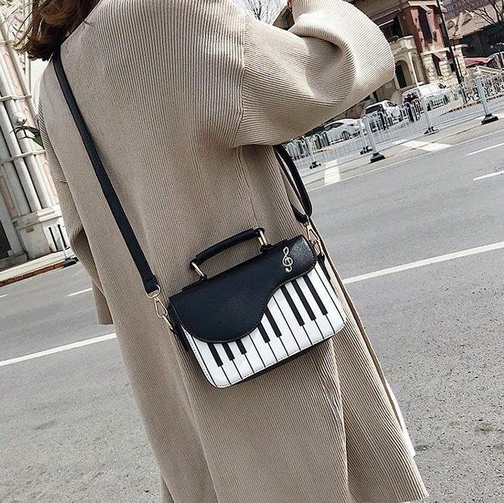 Woman Accordion or piano music notes shoulder bag crossbody tote bag3