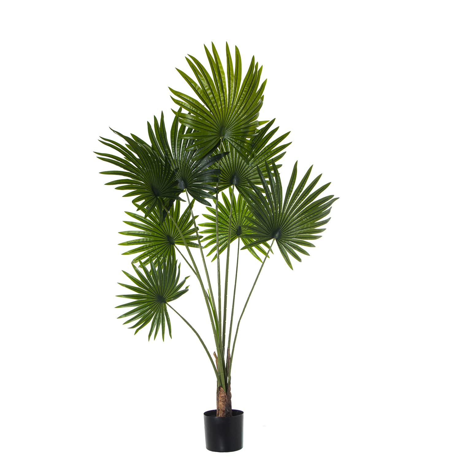 Plante artificielle palmier 160cm avec 8 feuilles PU vertes pour intérieur