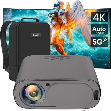 [AI Auto Focus/Auto Lens Cap] Outdoor-Projector-4K with WiFi 6 and Bluetooth Portable Projector with Auto 6D Keystone & Zoom, Jimveo Native 1080P Movie Proyector 2026 UpgradedGrey