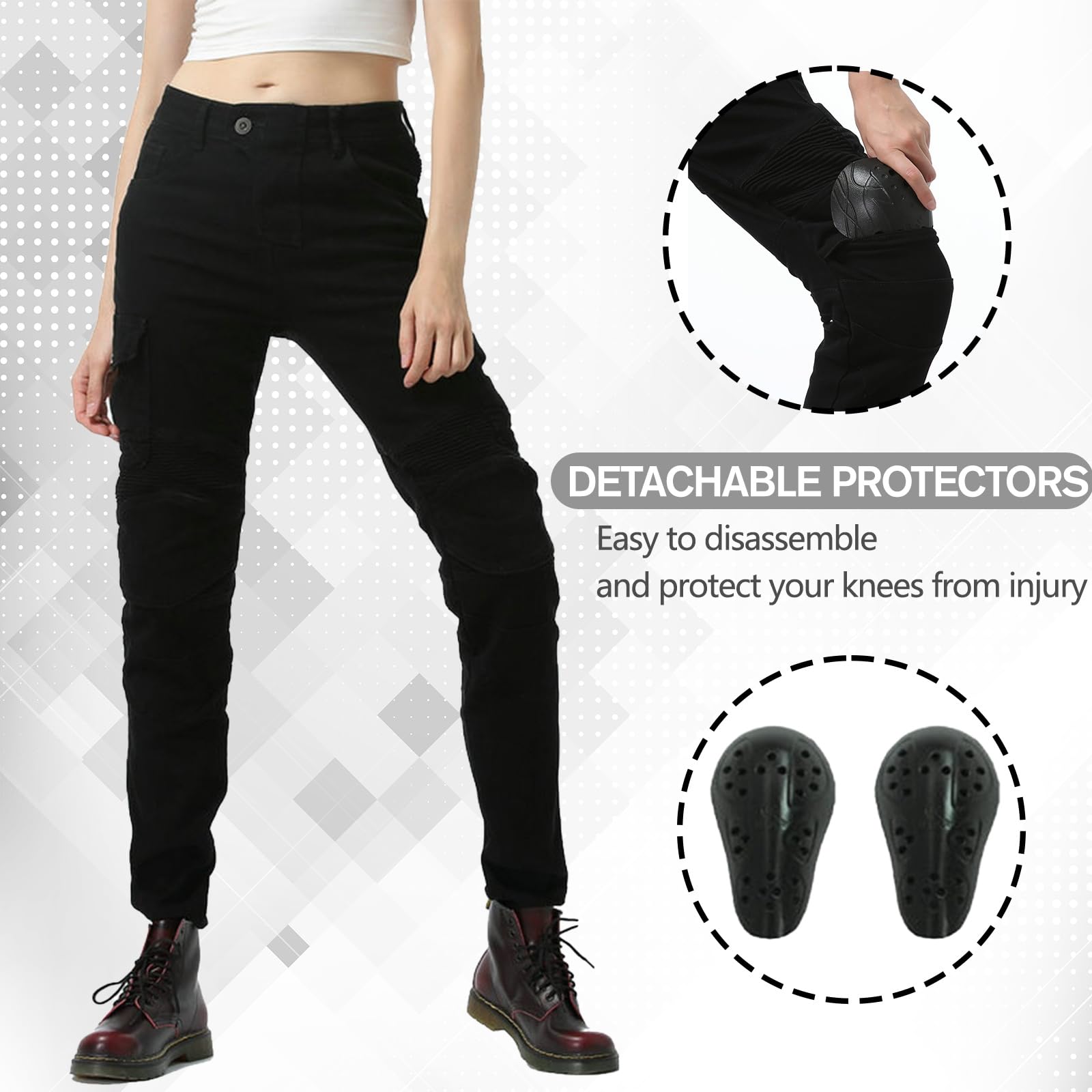 Donna Moto Biker Jeans Rinforzato Protezione Pantaloni Linning Includono Armature Motorcycle Pants