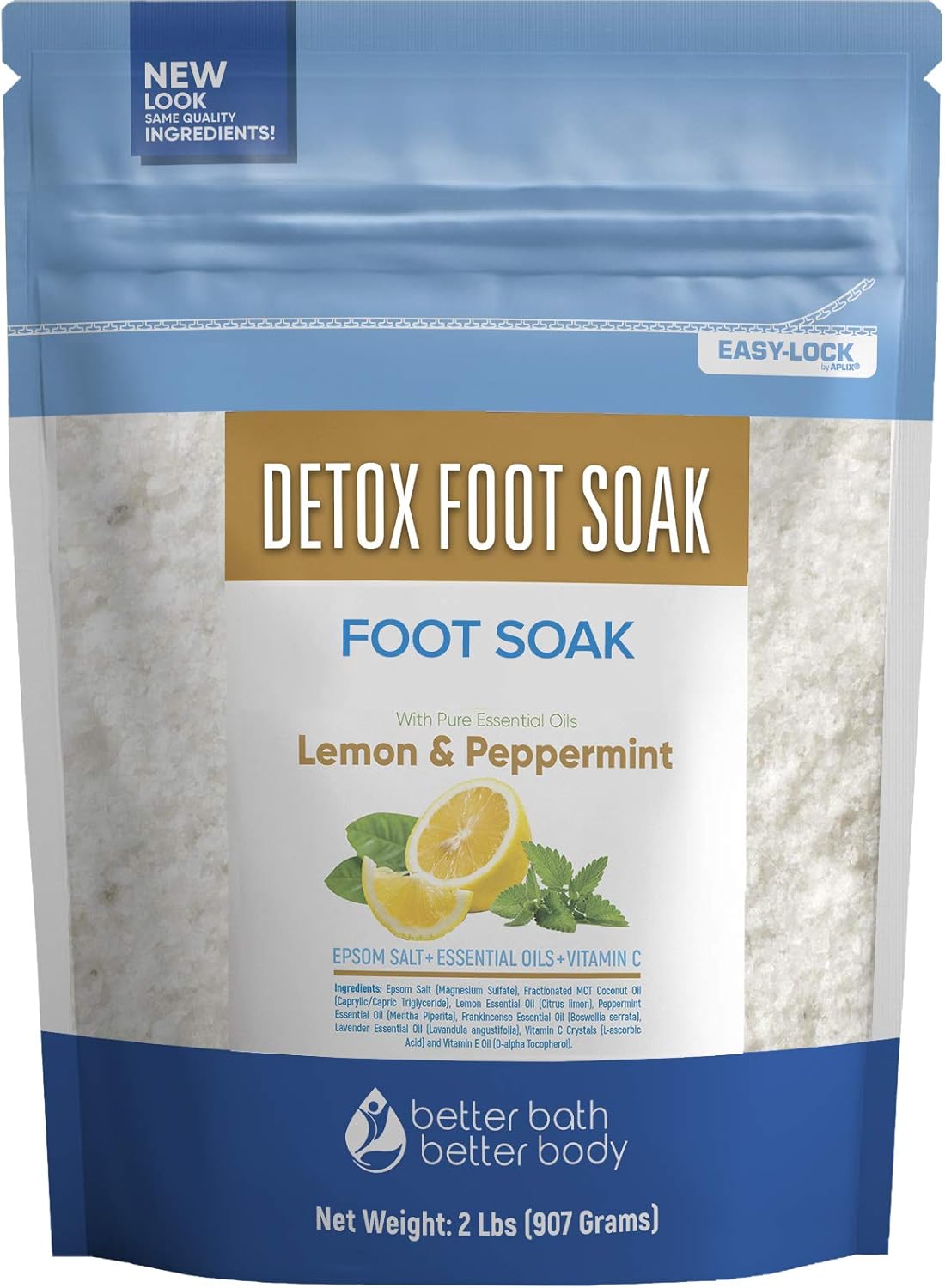 Detox Foot Soak (2 LBs) Epsom Salt Foot Soak with Lemon & Peppermint