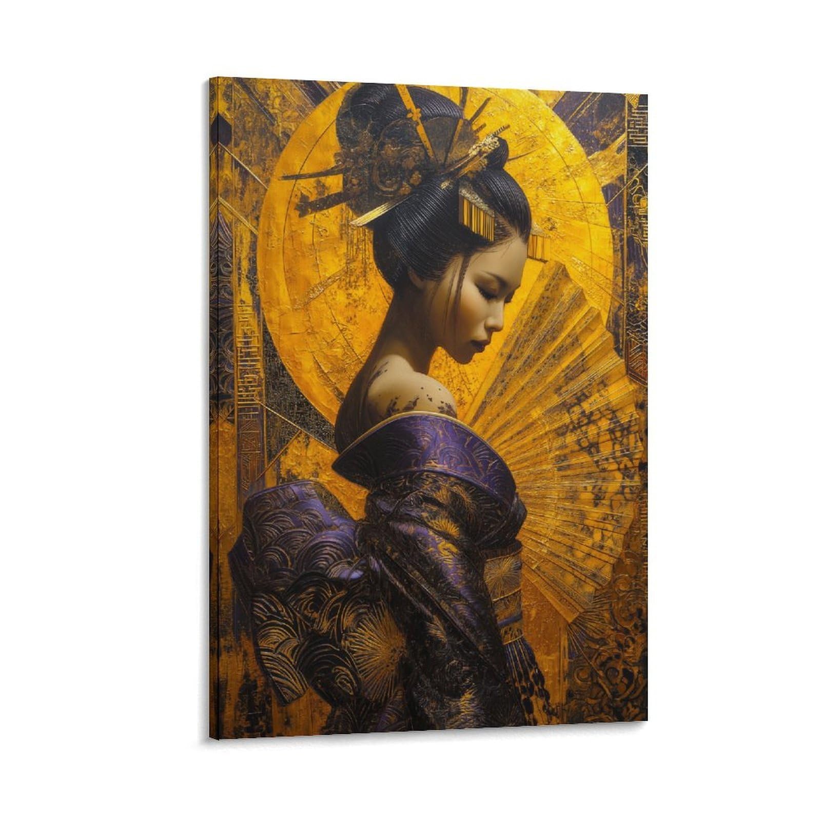 RIAVBAODG Japanese Geisha Poster Artwork Edo Period in Japan Giclee Canvas Prints Modern Canvas Wall Art Picture Wall Hanging for Office Gym Living Room Decor 20x30inch(50x75cm)