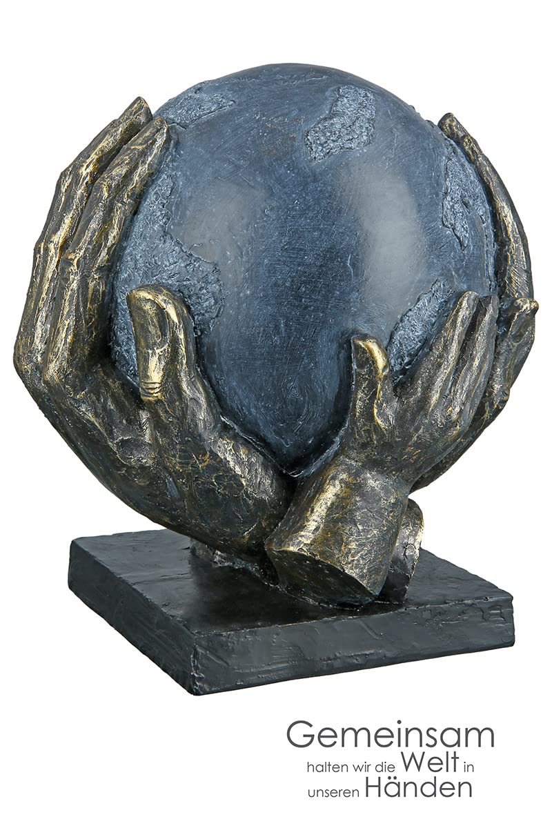 Casablanca Skulptur Save the World, Deko Figur Bronze, Grau, Kunstharz Statue Wohnzimmer, Büro Dekoration H. 19 cm x B. 18 cm - Moderne Skulpturen