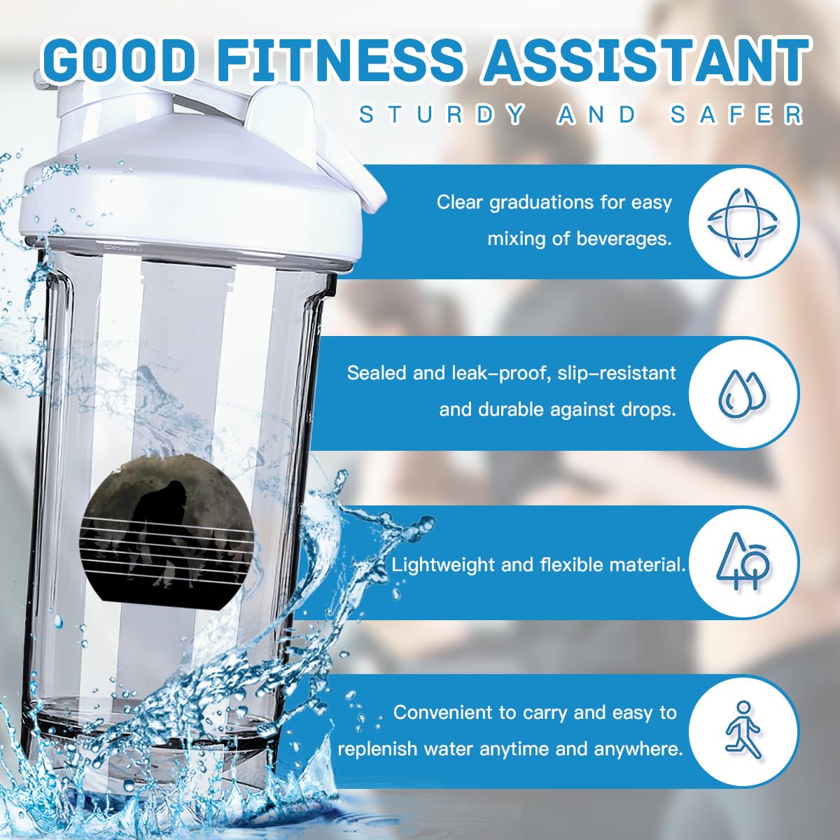 Sasquatch Bigfoot Trees Forest 5 18 Ounce Shaker Cup,Fashion Theme Pattern Shaker Bottle Leak-proof Workout Shake Bottles 500ML/18 oz Perfect for Pre Workout White 0