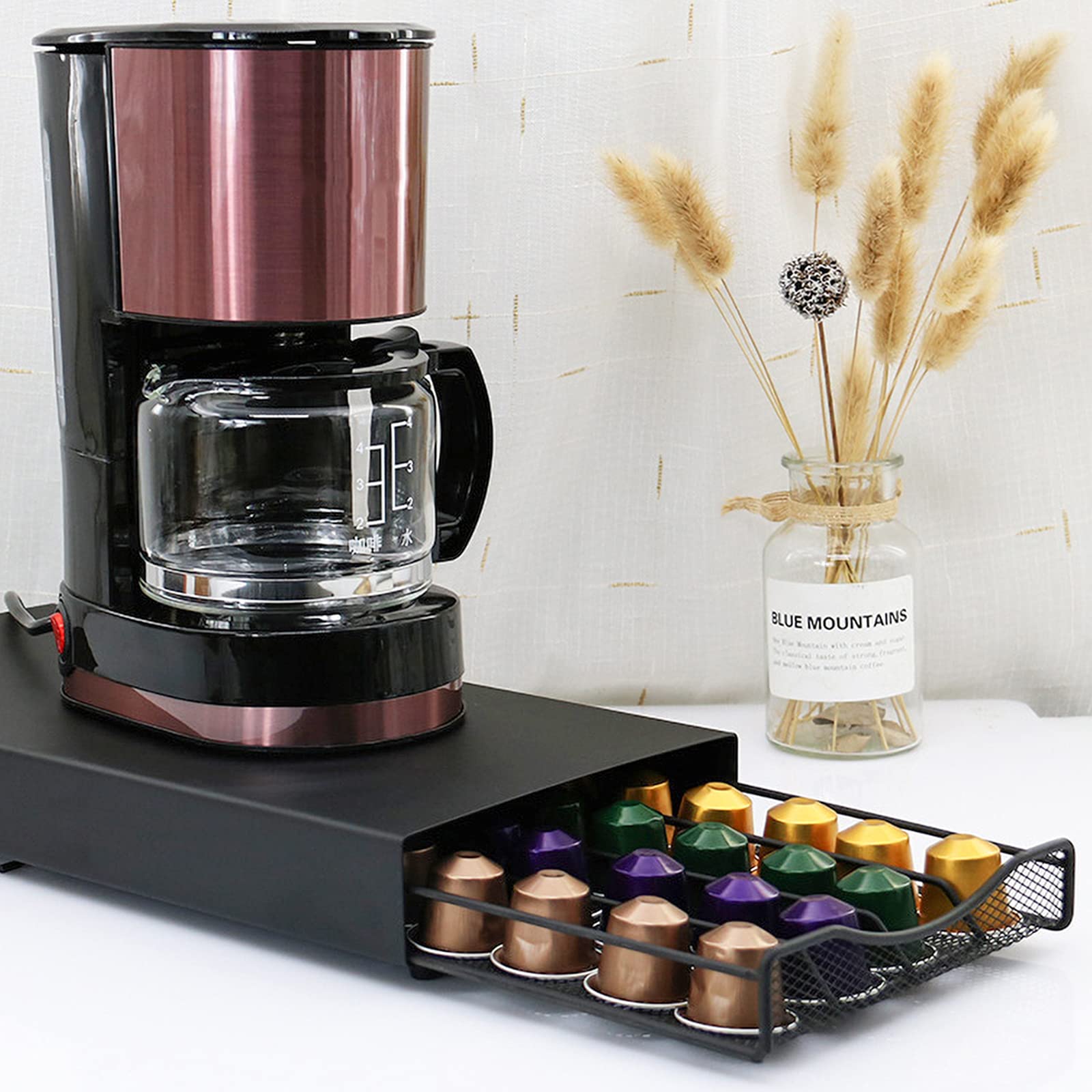 Porte Capsules Vleuexe Tiroirs à Capsules de café Organisateur Support à capsules à café 40 Pcs,Tiroir en maille de Plateau Rangement Stockag e Pour Machine à Café de Dosettes de Café - 2