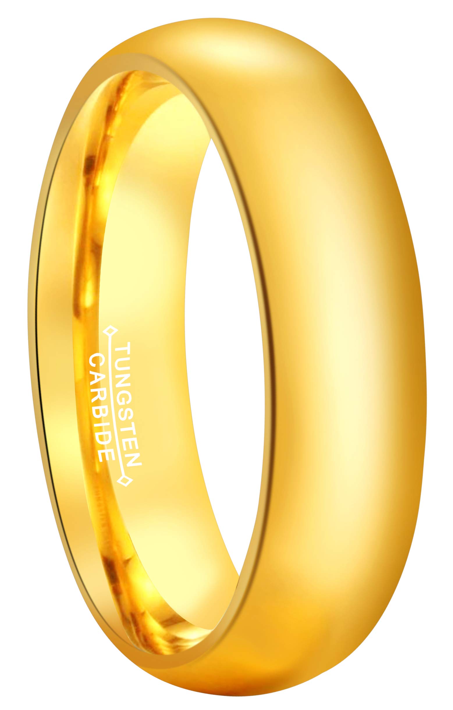 RoyalKay1.5mm 2mm 4mm 6mm White/24K Gold Tungsten Wedding Band Ring Men Women Plain Dome High Polished Comfort Fit Size 3 to 17