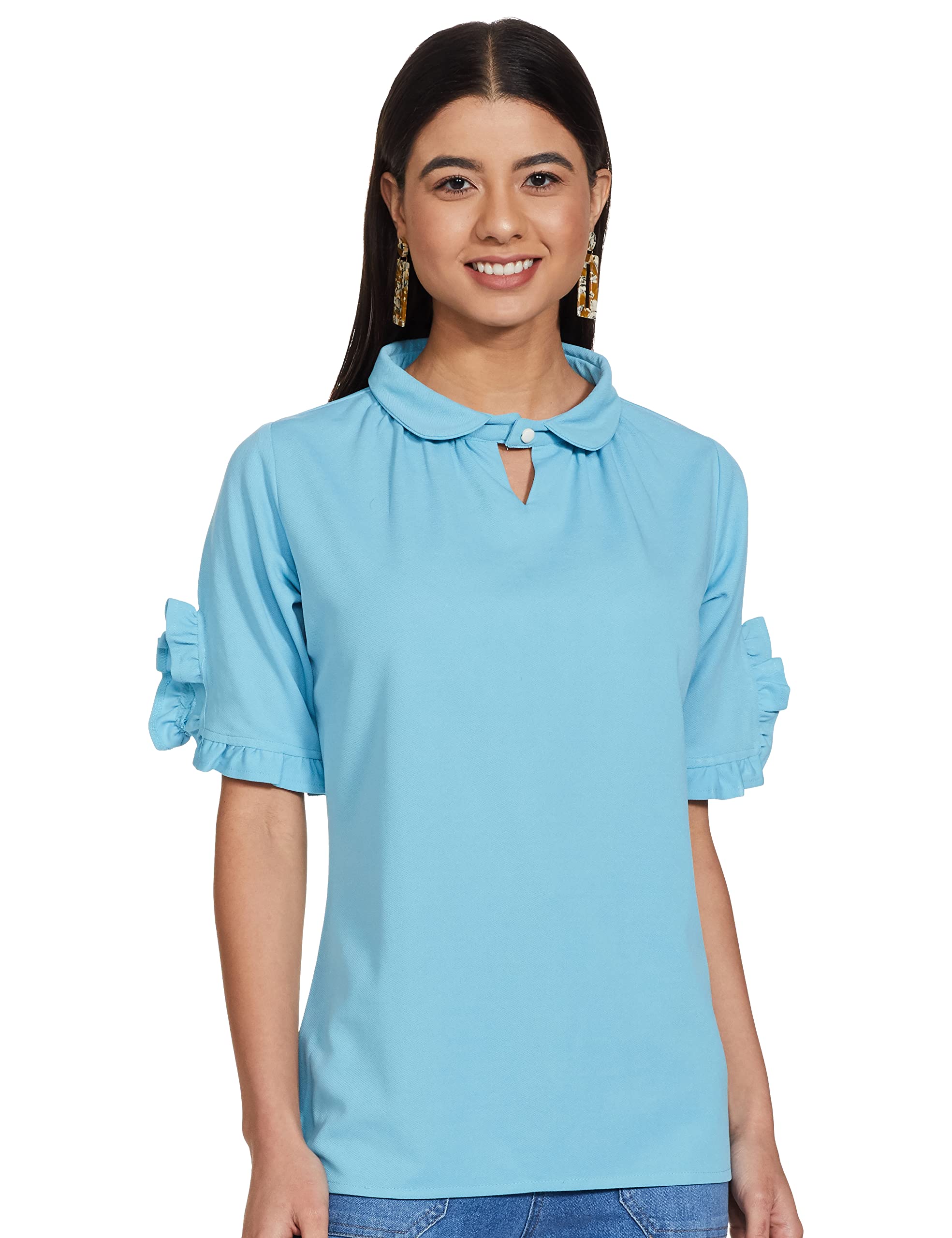 DiverseWomen's Pleated Sleeve Detail Top