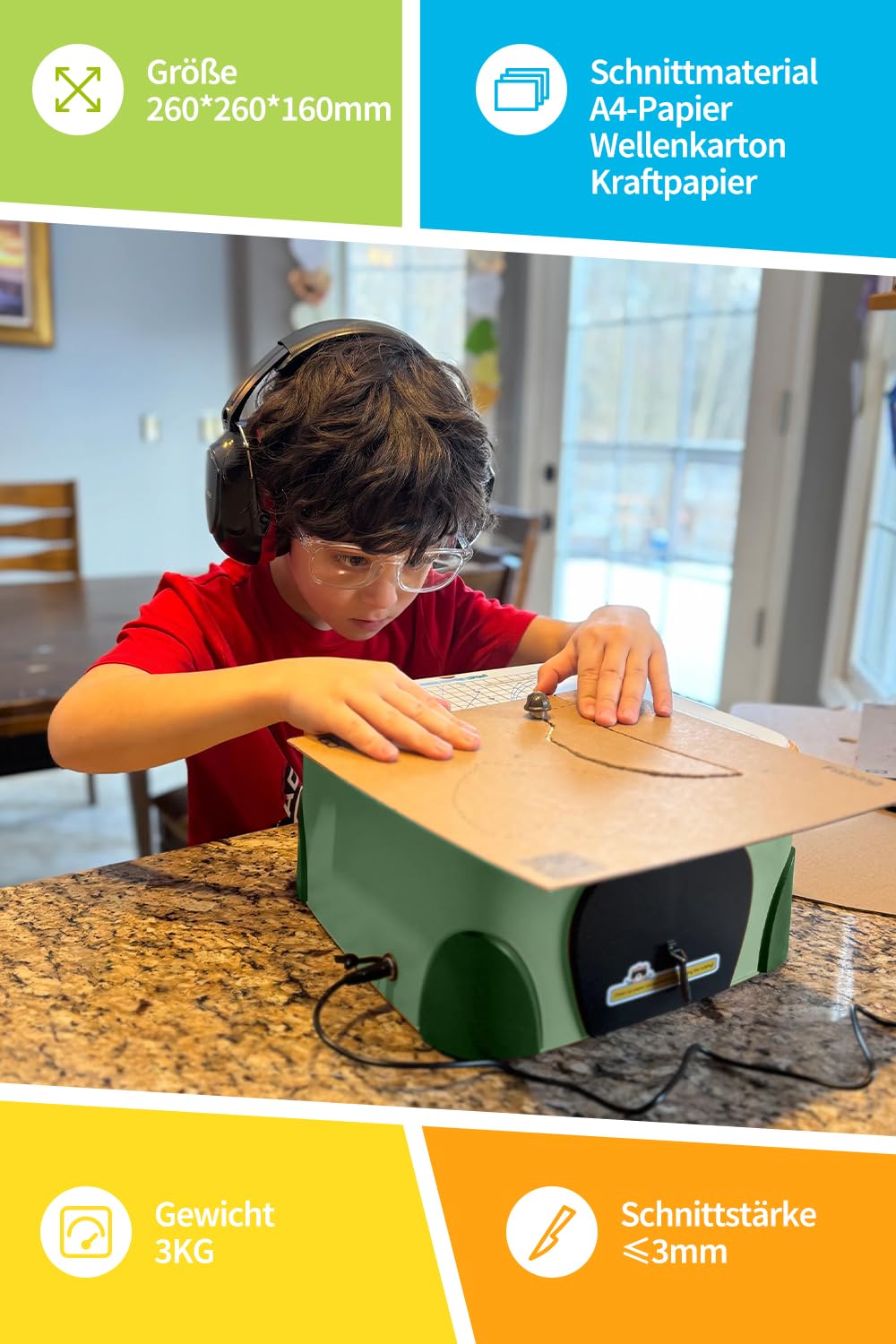 BEAVERBOT Cortador de cartón para niños, kits de manualidades de papel educativo, artes y manualidades para niños de 3 a 12 años, mejorar la creatividad, cortador de papel de seguridad Bladeless