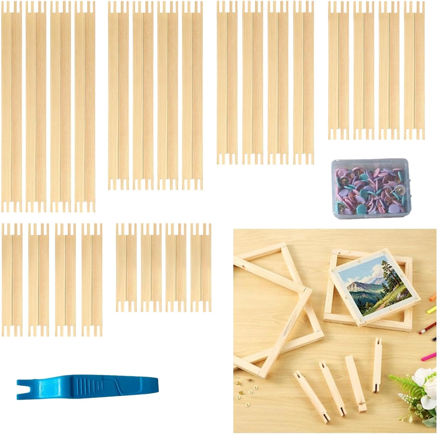 FytStycale 24 Pieces Needlepoint Stretcher Bar Canvas Stretcher Bar Oil Painting Posters Gifts for Needlework Multipurpose Accessories