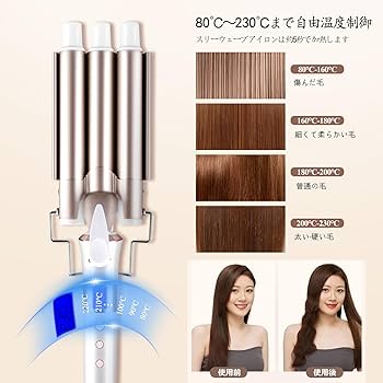 Amazon | CkeyiN トリプルウェーブアイロン カールヘアアイロン コテ